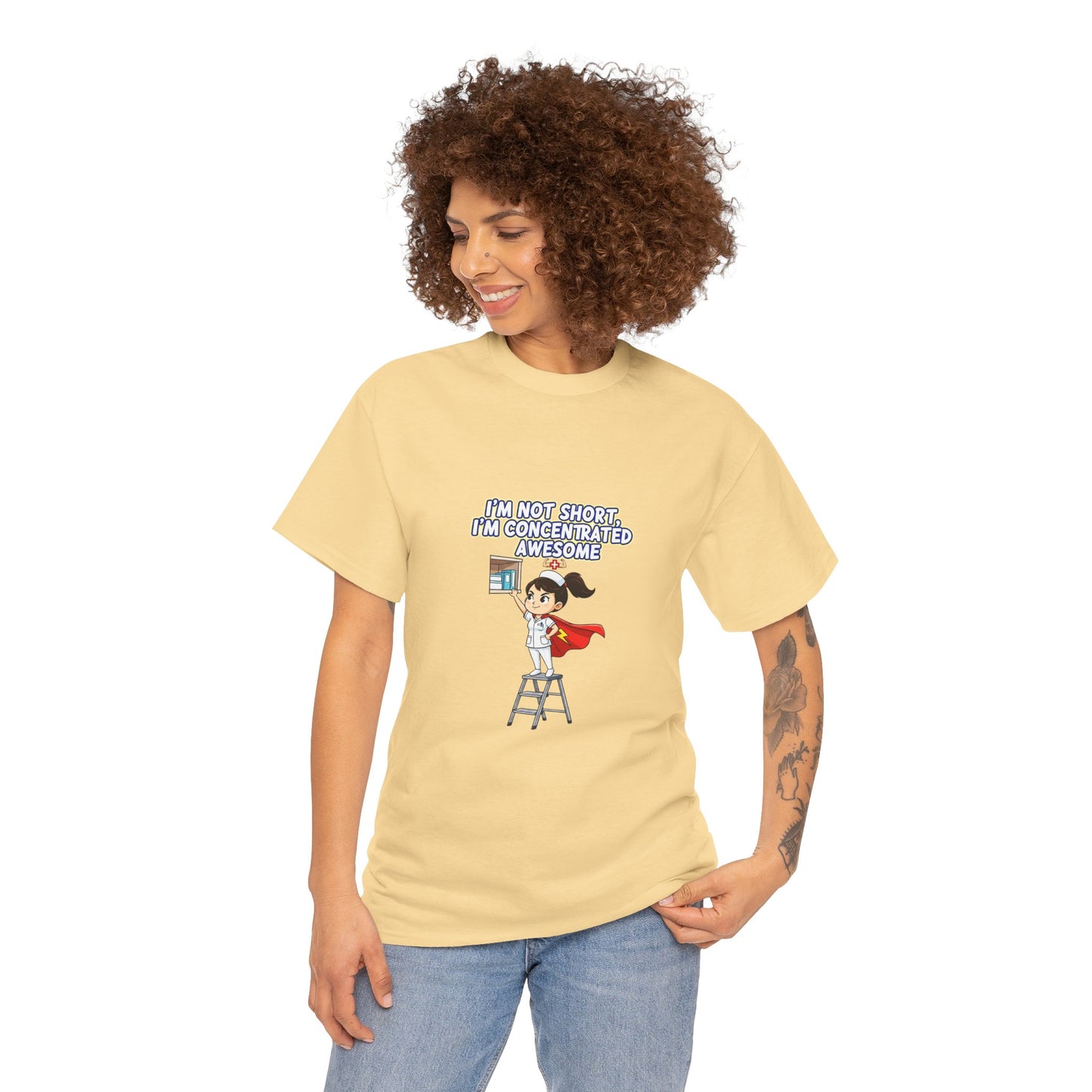 Superhero Motivation Tee - I'm Not Short, I'm Concentrated Awesome! | Unisex Heavy Cotton Shirt, Gift for Nurses, Daily Wear