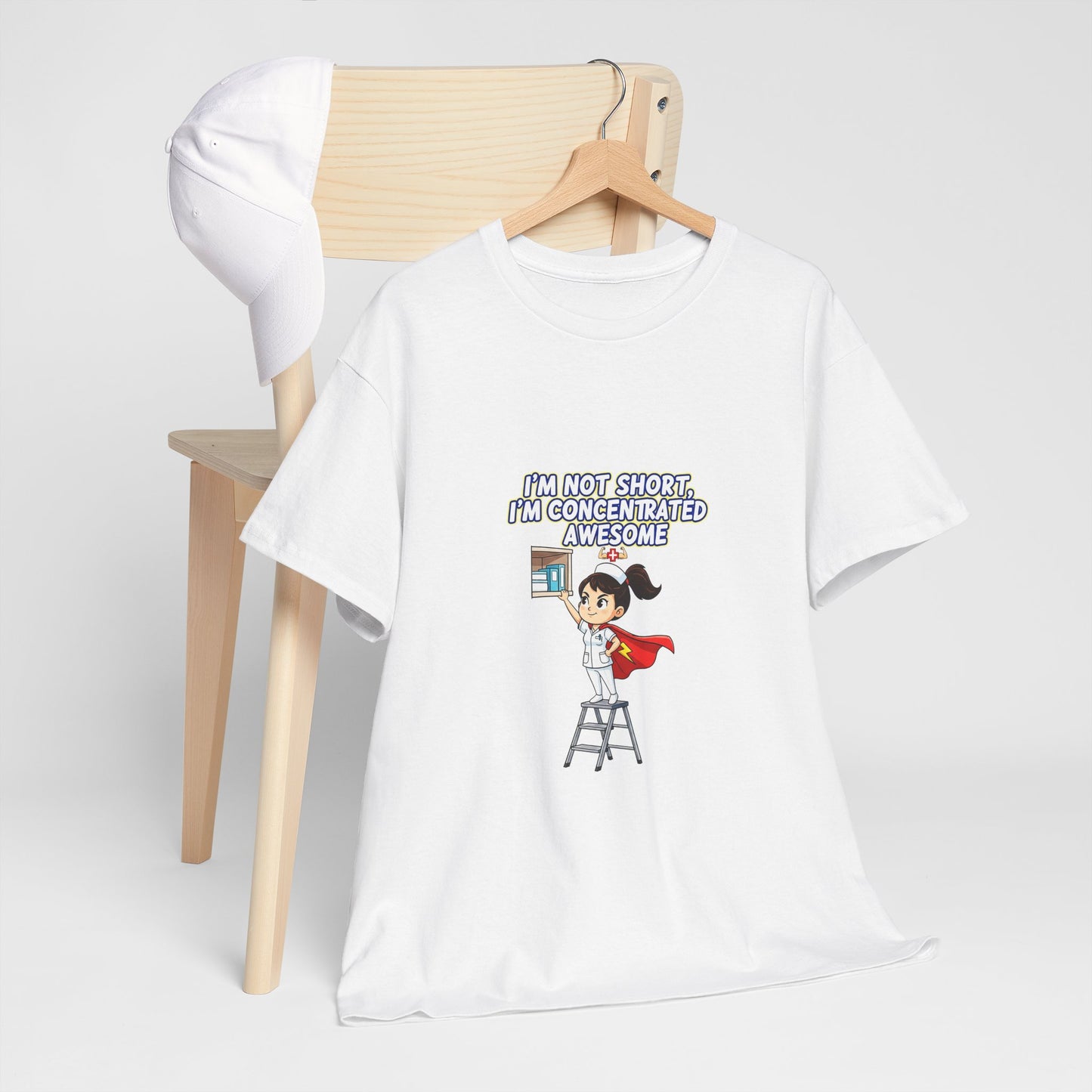 Superhero Motivation Tee - I'm Not Short, I'm Concentrated Awesome! | Unisex Heavy Cotton Shirt, Gift for Nurses, Daily Wear