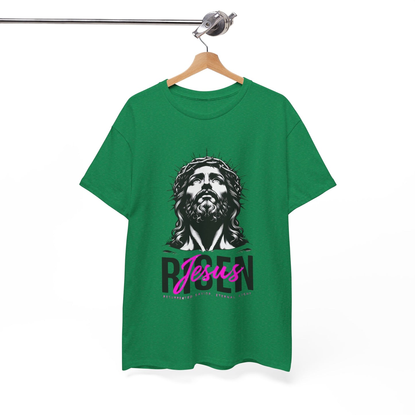Jesus Risen Graphic Tee, Christian T-Shirt, Religious Apparel, Inspirational Cotton Shirt, Faith-Based Gift