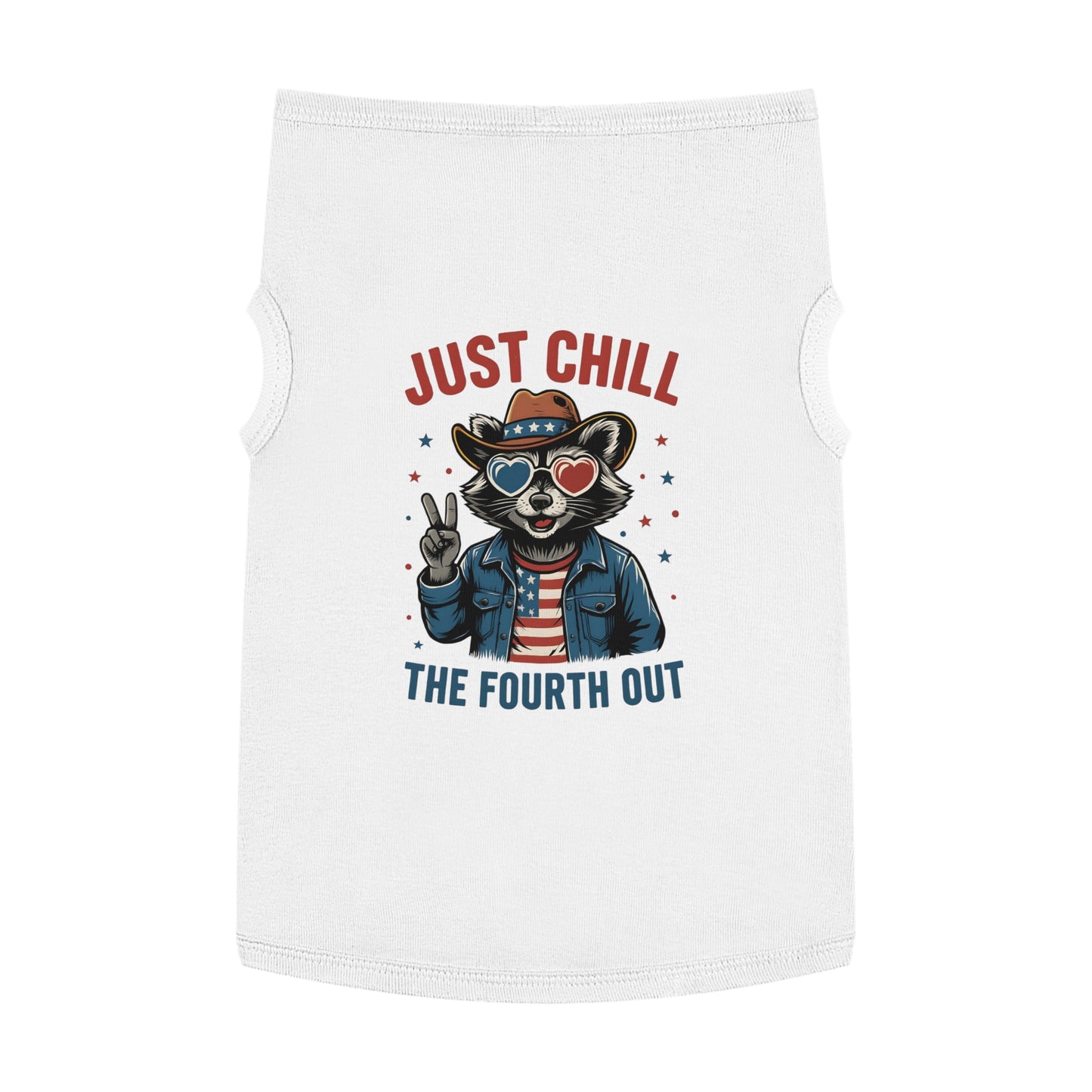 Patriotic Pet Tank Top - Just Chill Fourth of July Dog Shirt, Summer Pet Apparel, Dog Outfit, Holiday Gift for Pets