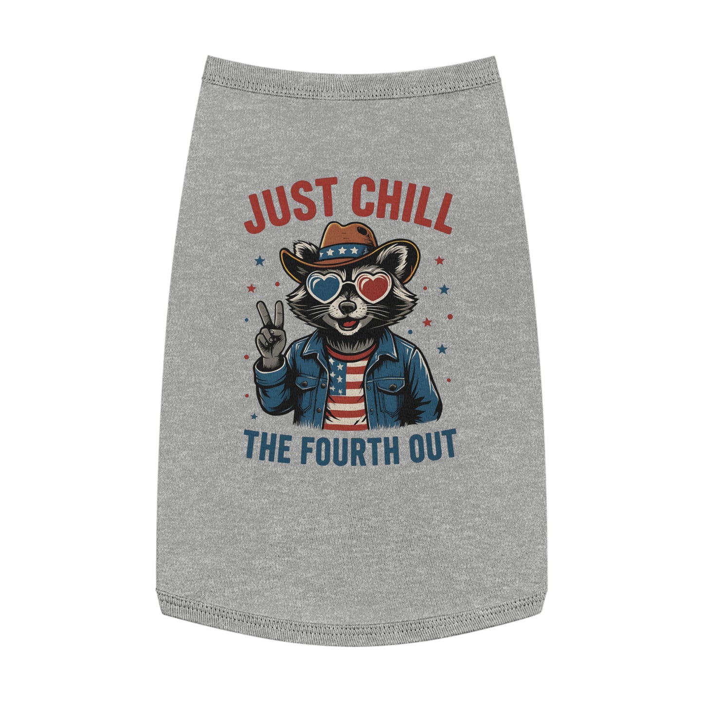 Patriotic Pet Tank Top - Just Chill Fourth of July Dog Shirt, Summer Pet Apparel, Dog Outfit, Holiday Gift for Pets