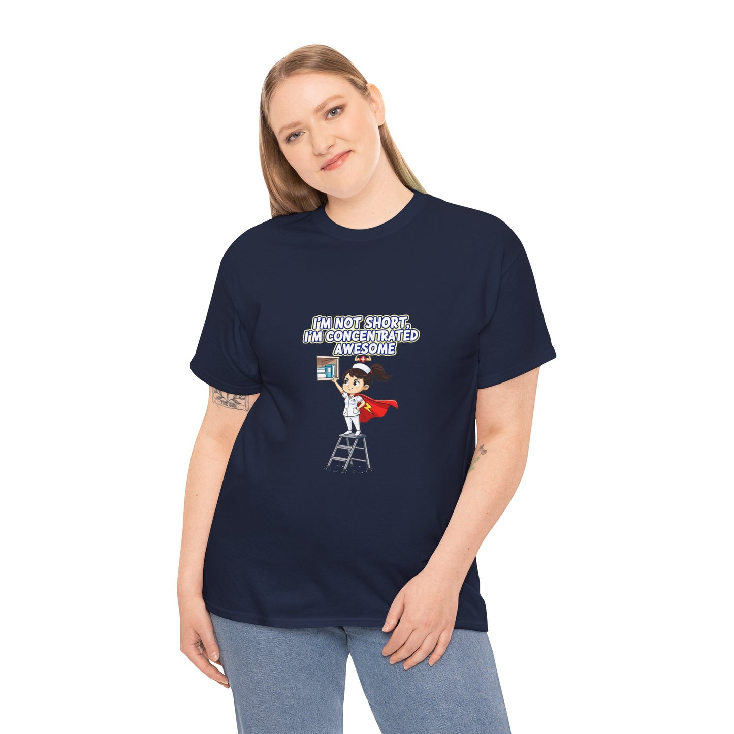 Superhero Motivation Tee - I'm Not Short, I'm Concentrated Awesome! | Unisex Heavy Cotton Shirt, Gift for Nurses, Daily Wear