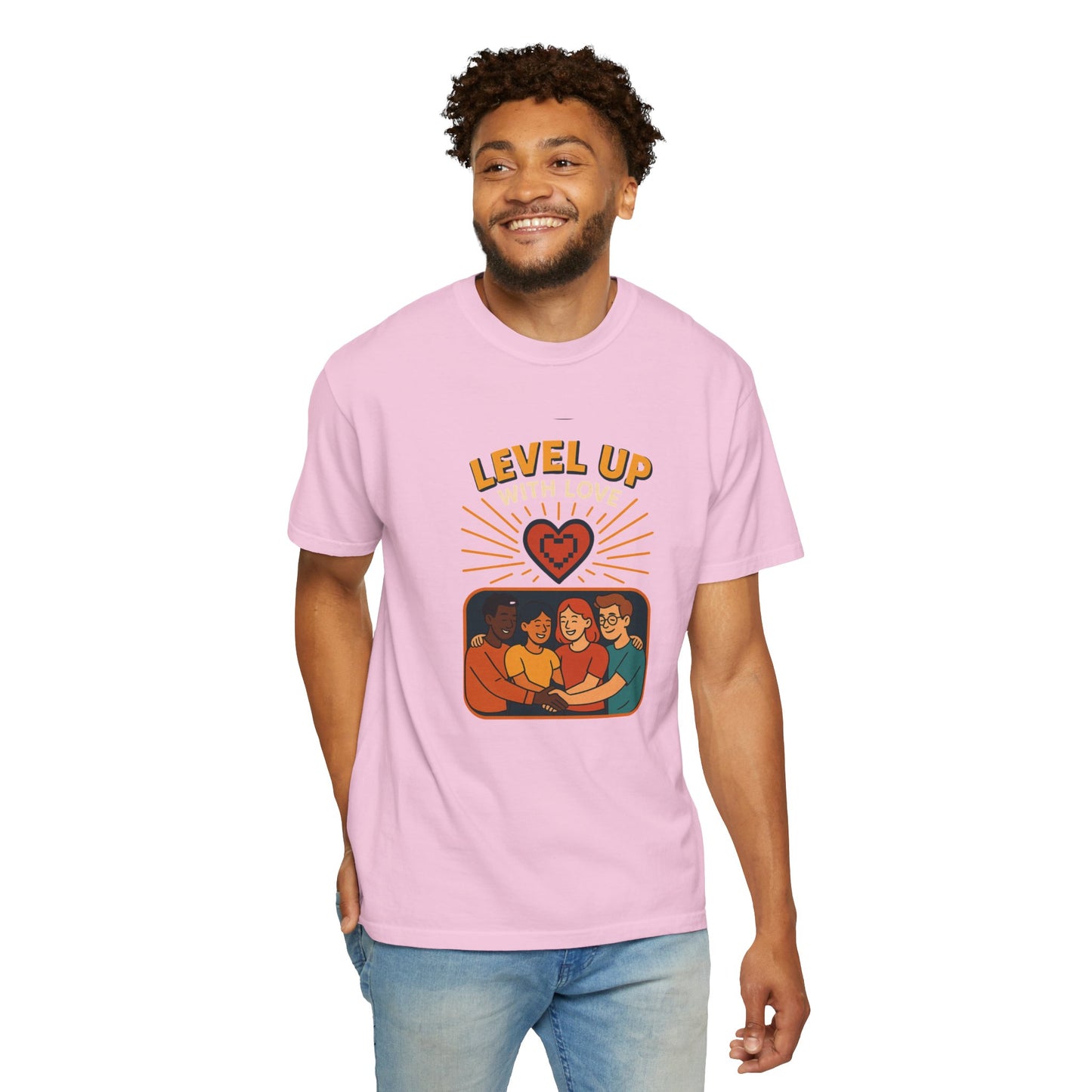 Level Up With Love T-Shirt, Vintage Style Tee, Unisex Casual Wear, Perfect Gift for Friends, Everyday Comfort Shirt