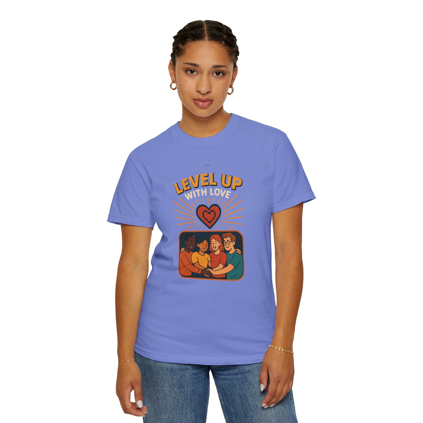 Level Up With Love T-Shirt, Vintage Style Tee, Unisex Casual Wear, Perfect Gift for Friends, Everyday Comfort Shirt
