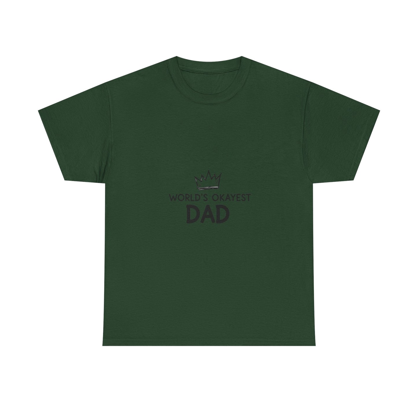 World's Okayest Dad Unisex Heavy Cotton Tee, Funny Father's Day Gift, Relaxed Fit T-Shirt, Dad Humor Shirt, Casual Everyday Wear