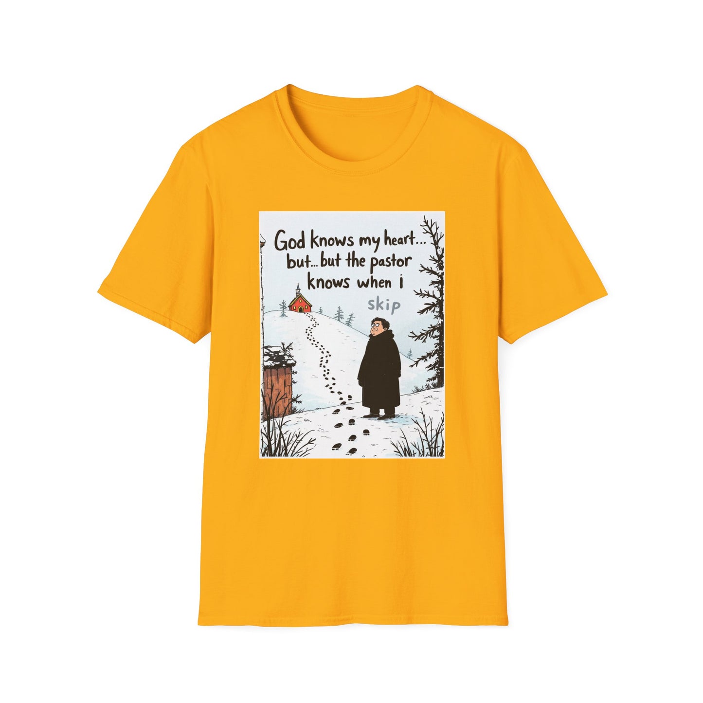 Funny Pastor T-Shirt, Cute Christian Shirt, Winter Humor Tee, Gift for Faith, Softstyle Unisex Top, Holiday Apparel