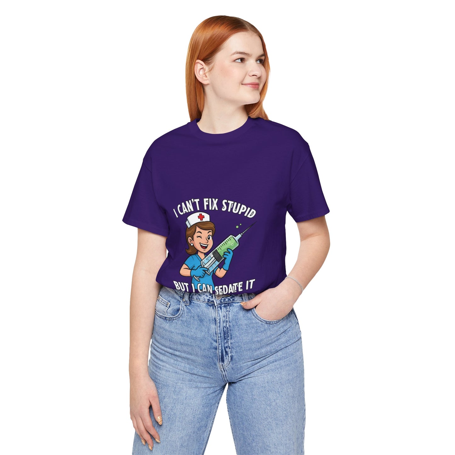 Funny Nurse Tee, I Can't Fix Stupid Shirt, Gift for Nurses, Medical Humor T-Shirt, Healthcare Apparel, Nursing Student Gift