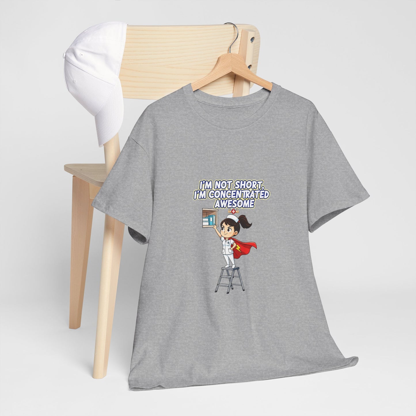 Superhero Motivation Tee - I'm Not Short, I'm Concentrated Awesome! | Unisex Heavy Cotton Shirt, Gift for Nurses, Daily Wear