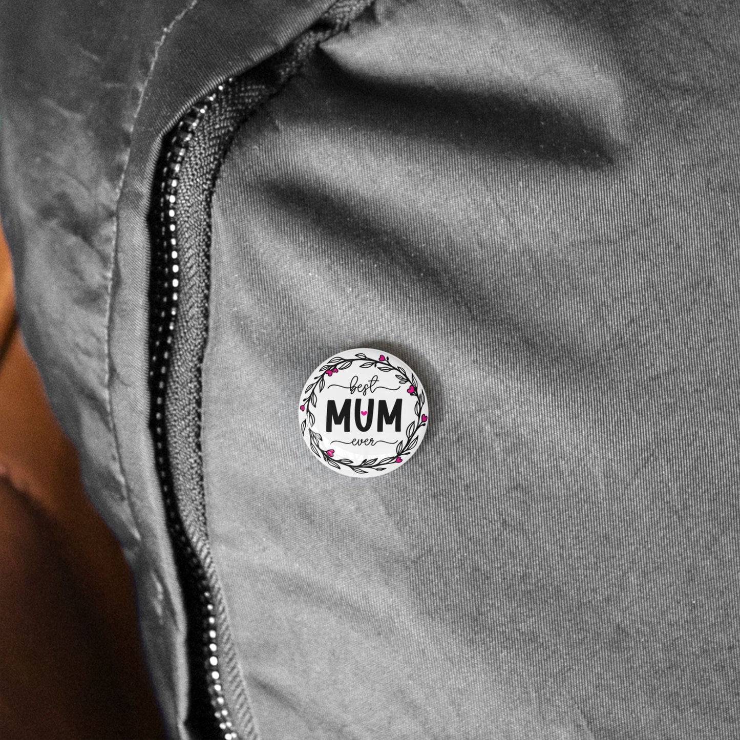 Best Mum Ever Round Pins, Cute Pins for Moms, Mother’s Day Gift, Denim Jacket Accessory, Floral Design Badge, Handmade Pinback Button
