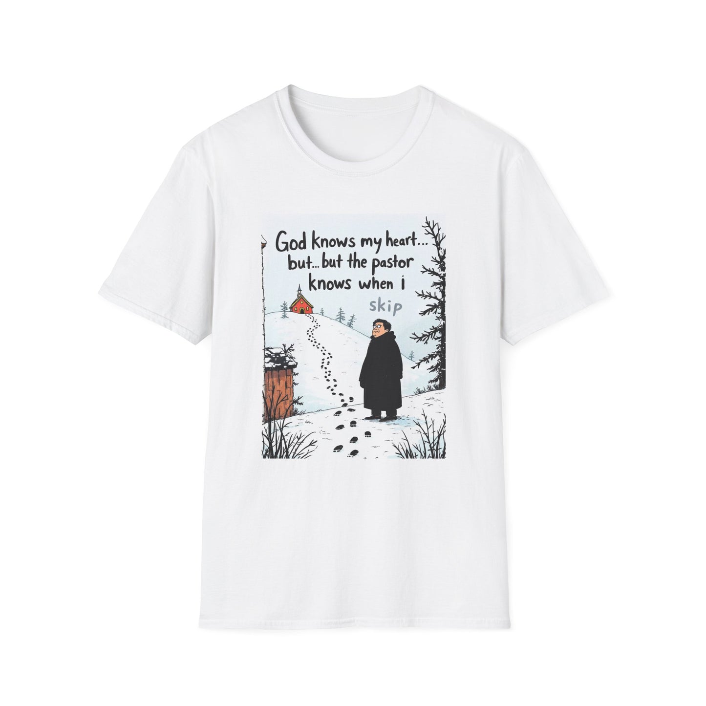 Funny Pastor T-Shirt, Cute Christian Shirt, Winter Humor Tee, Gift for Faith, Softstyle Unisex Top, Holiday Apparel