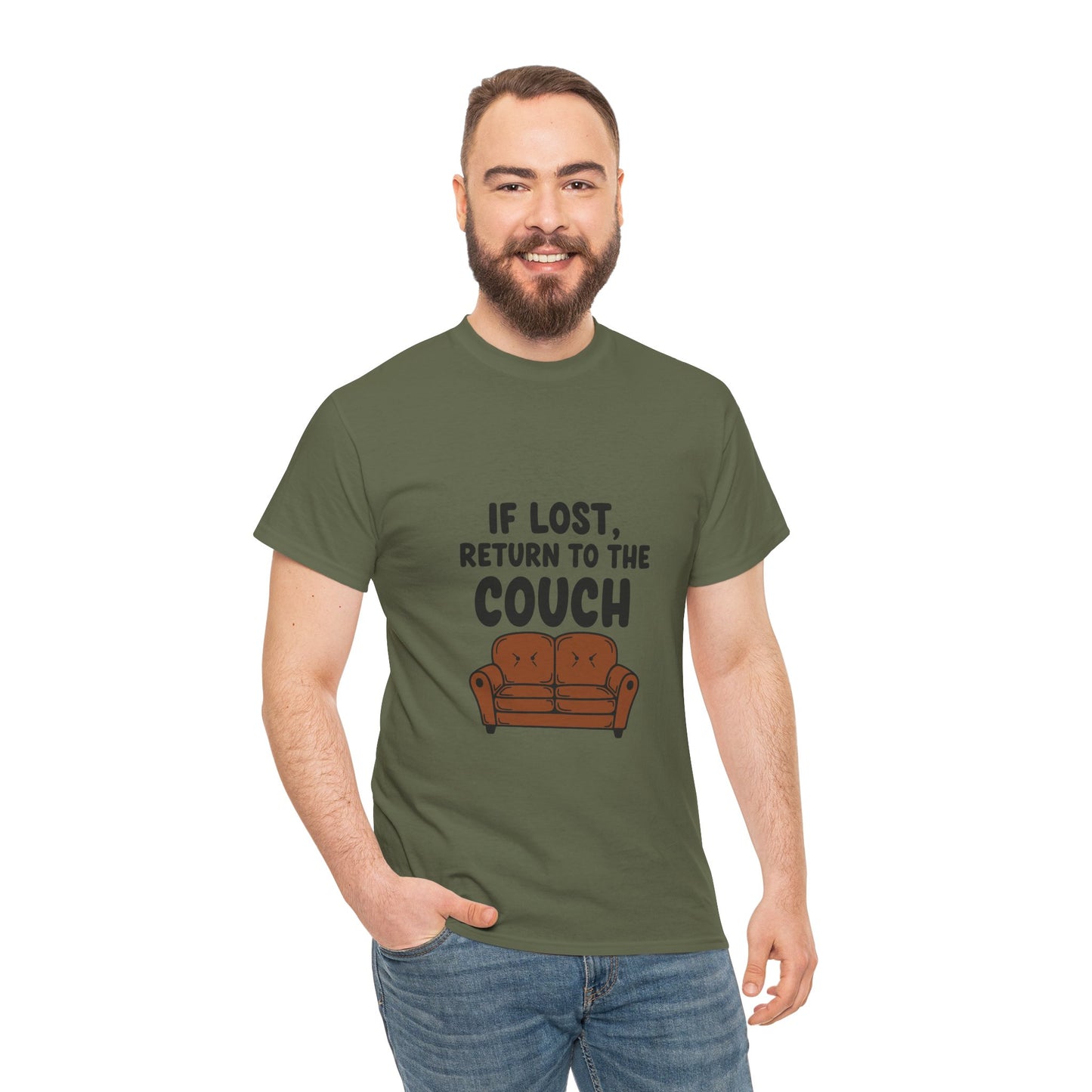 Funny Couch Tee, Unisex Heavy Cotton Tee, Comfort Shirt for Homebodies, Perfect Gift for Couch Lovers, Casual Wear, Quirky Shirt