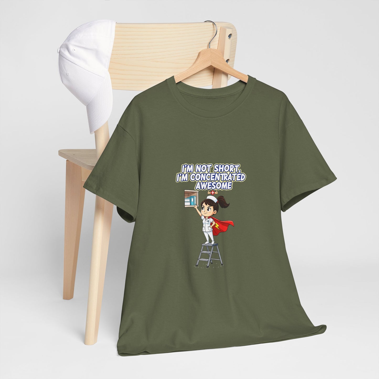 Superhero Motivation Tee - I'm Not Short, I'm Concentrated Awesome! | Unisex Heavy Cotton Shirt, Gift for Nurses, Daily Wear