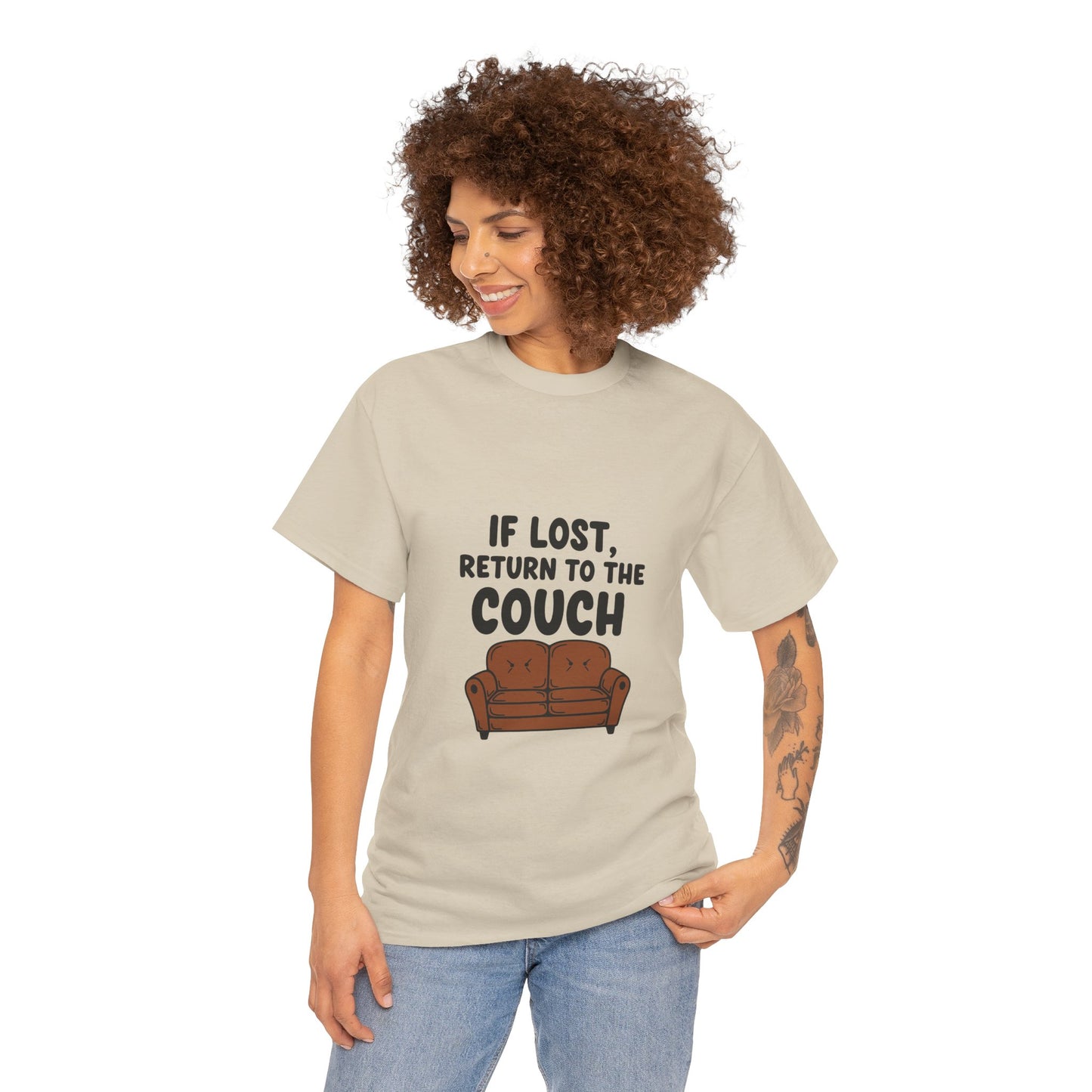 Funny Couch Tee, Unisex Heavy Cotton Tee, Comfort Shirt for Homebodies, Perfect Gift for Couch Lovers, Casual Wear, Quirky Shirt