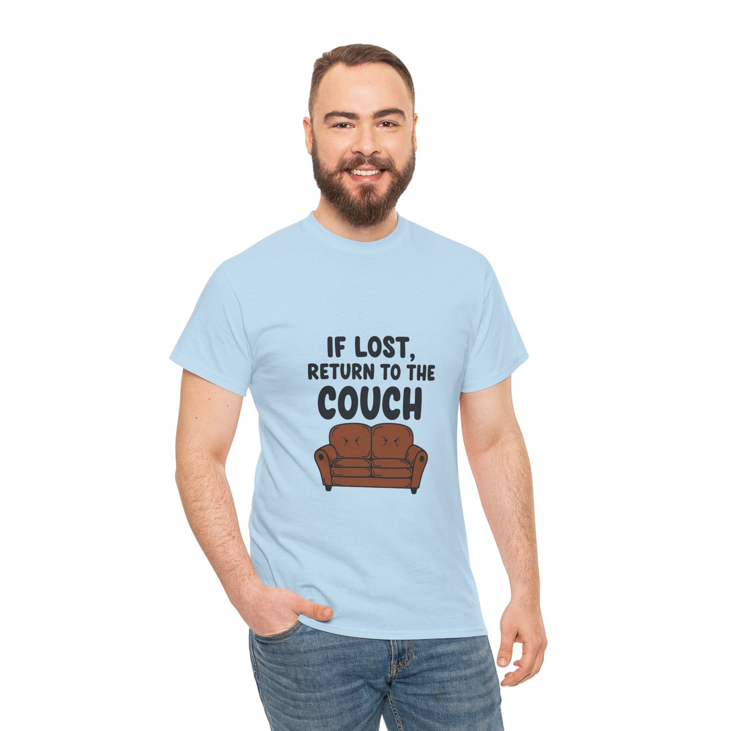Funny Couch Tee, Unisex Heavy Cotton Tee, Comfort Shirt for Homebodies, Perfect Gift for Couch Lovers, Casual Wear, Quirky Shirt