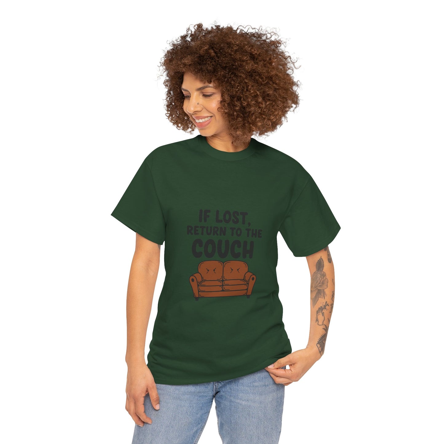 Funny Couch Tee, Unisex Heavy Cotton Tee, Comfort Shirt for Homebodies, Perfect Gift for Couch Lovers, Casual Wear, Quirky Shirt