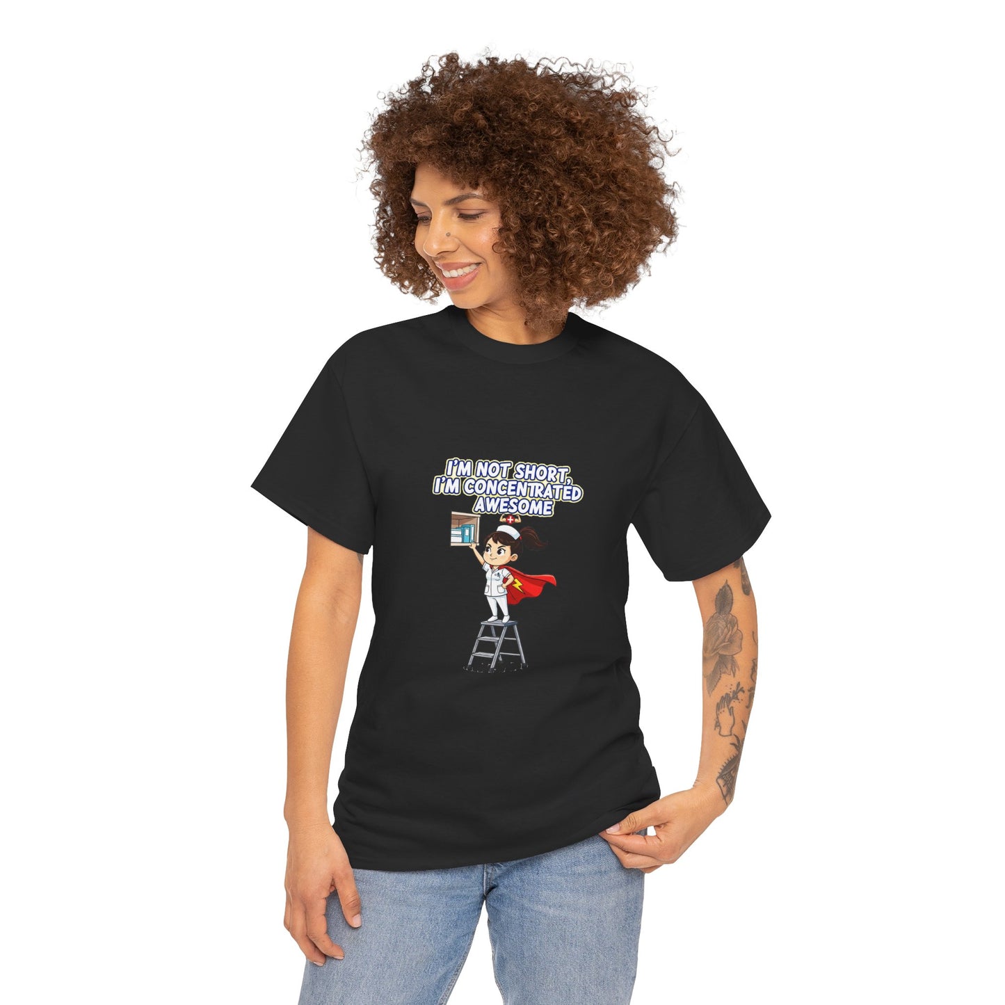 Superhero Motivation Tee - I'm Not Short, I'm Concentrated Awesome! | Unisex Heavy Cotton Shirt, Gift for Nurses, Daily Wear