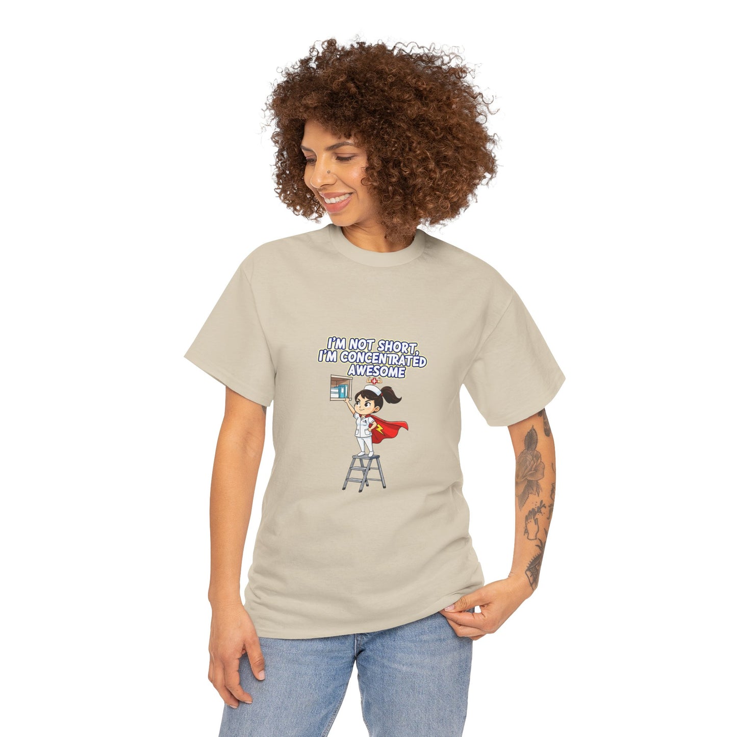 Superhero Motivation Tee - I'm Not Short, I'm Concentrated Awesome! | Unisex Heavy Cotton Shirt, Gift for Nurses, Daily Wear