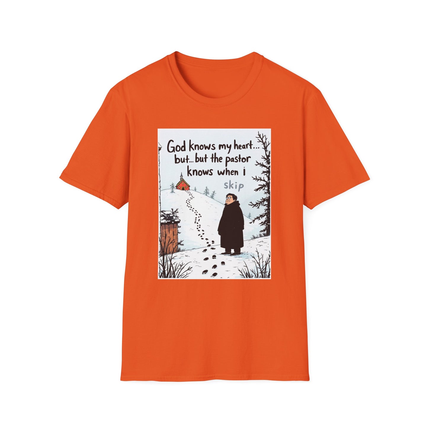 Funny Pastor T-Shirt, Cute Christian Shirt, Winter Humor Tee, Gift for Faith, Softstyle Unisex Top, Holiday Apparel