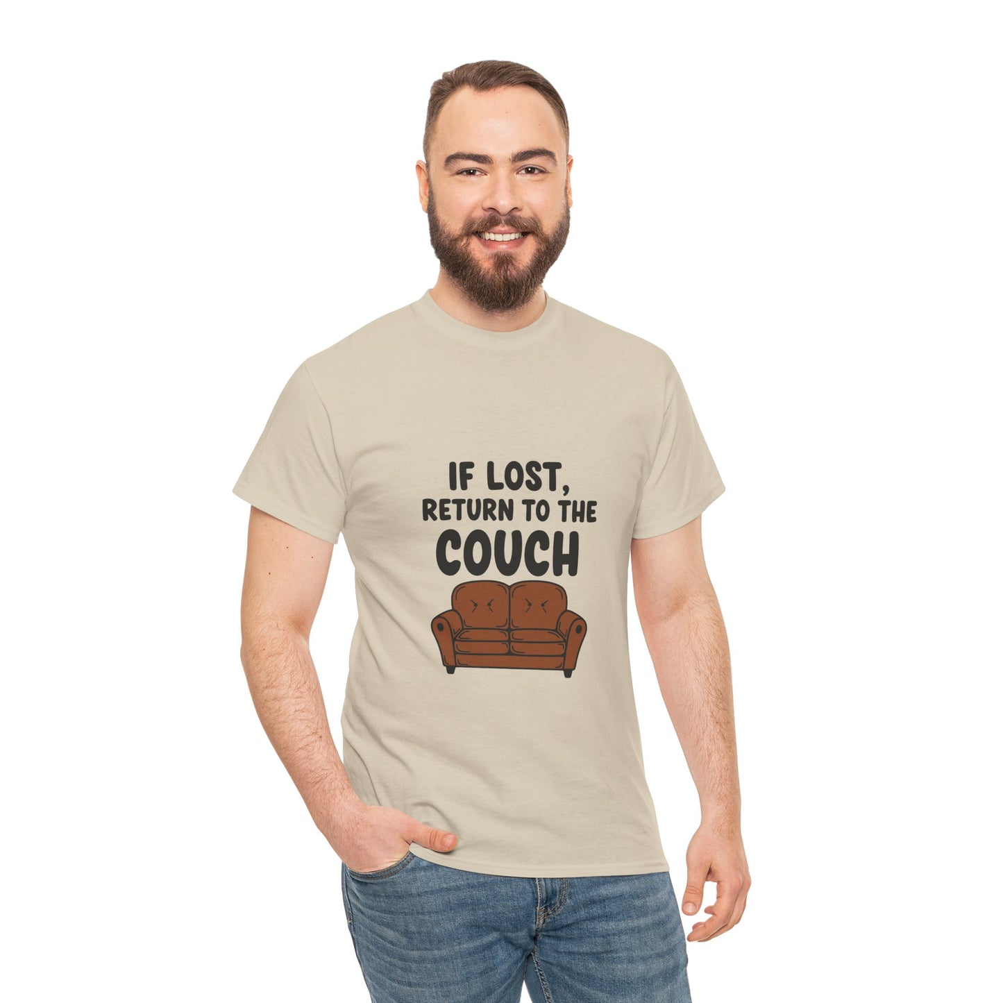 Funny Couch Tee, Unisex Heavy Cotton Tee, Comfort Shirt for Homebodies, Perfect Gift for Couch Lovers, Casual Wear, Quirky Shirt