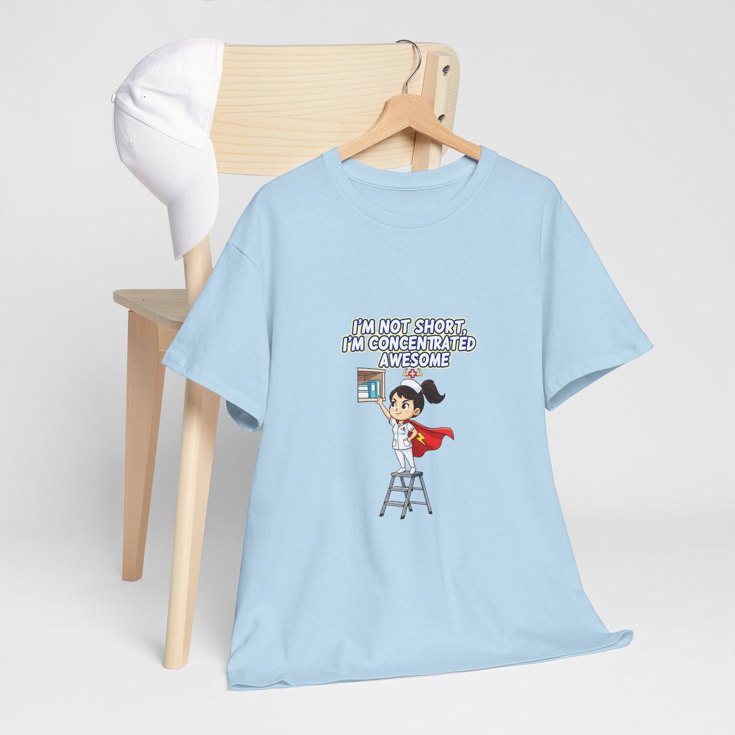 Superhero Motivation Tee - I'm Not Short, I'm Concentrated Awesome! | Unisex Heavy Cotton Shirt, Gift for Nurses, Daily Wear