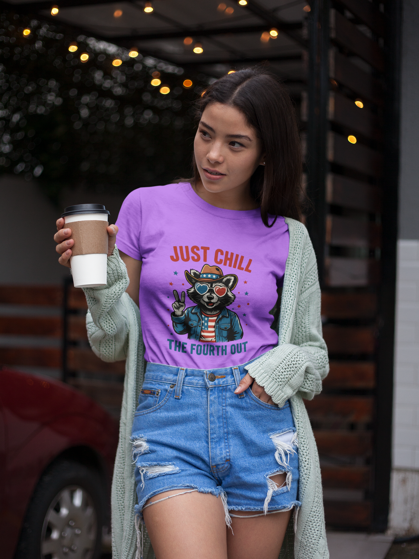 Patriotic Raccoon Tee, Just Chill the Fourth Out T-Shirt, Unisex Cotton Shirt, Casual Summer Wear, Independence Day, July fourth