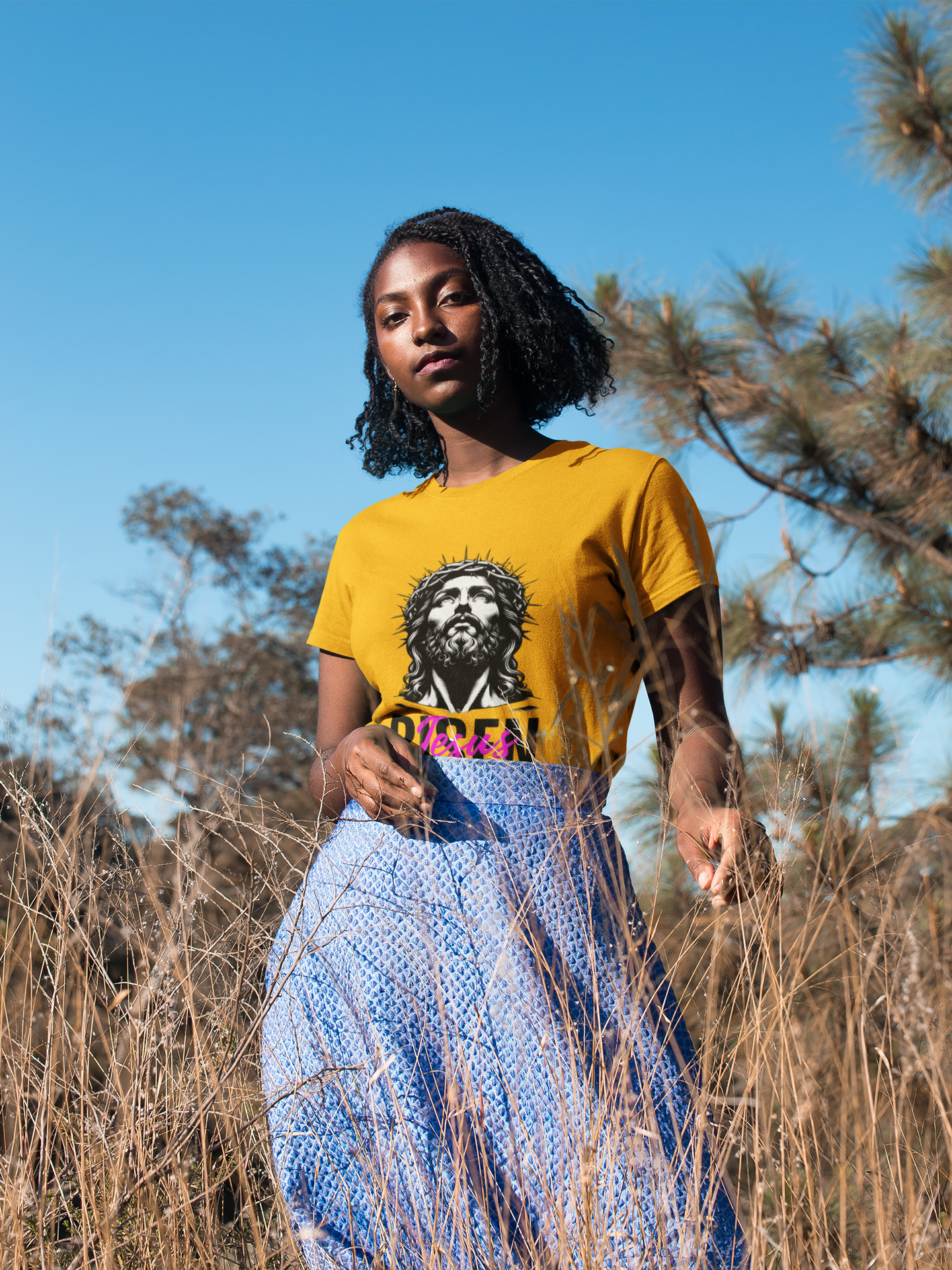 Jesus Risen Graphic Tee, Christian T-Shirt, Religious Apparel, Inspirational Cotton Shirt, Faith-Based Gift