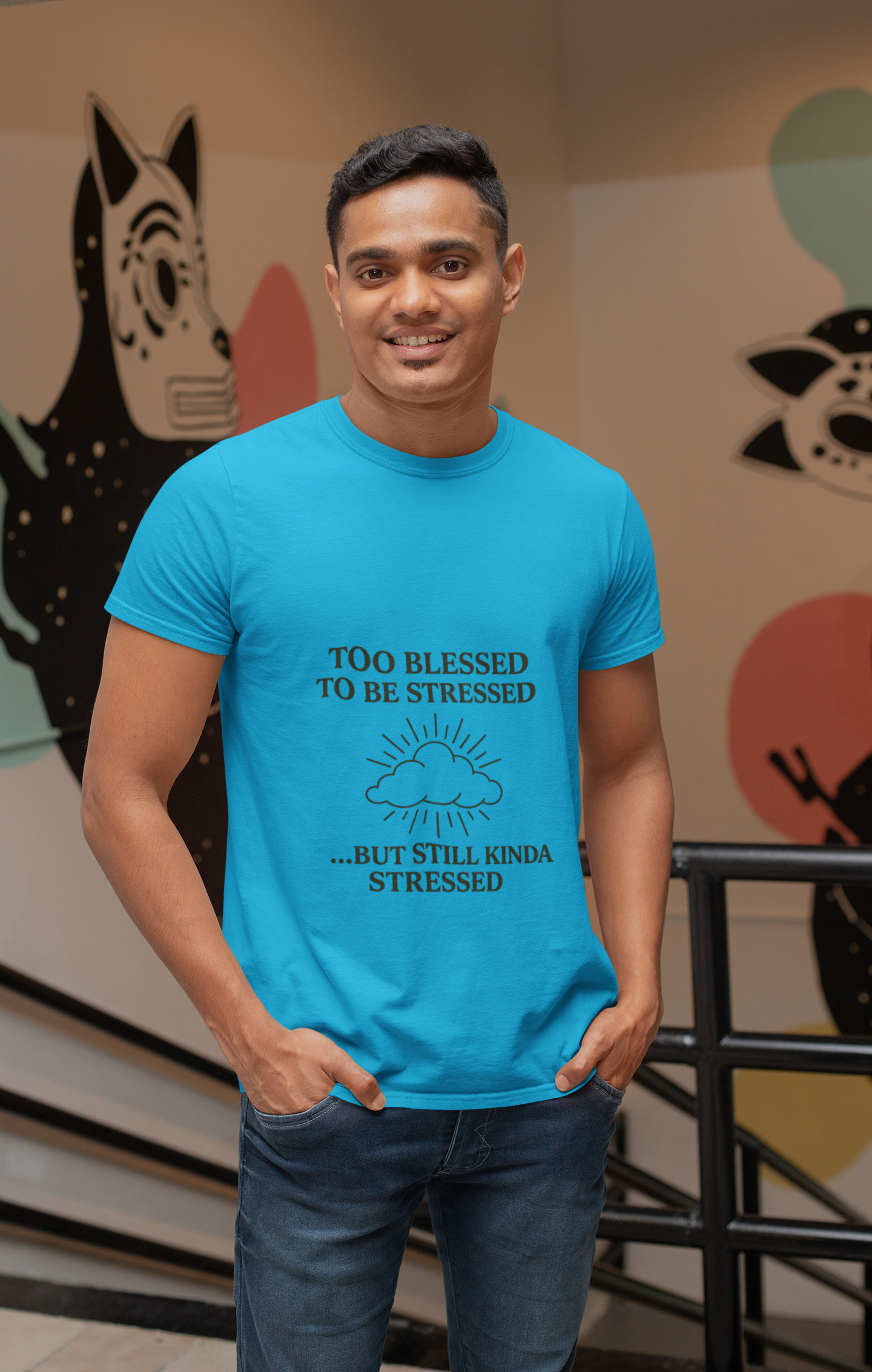 Funny Unisex T-Shirt: "Too Blessed to Be Stressed" - Perfect Gift for Stress Relief, Casual Wear, Relaxation, Self-Care, Humor