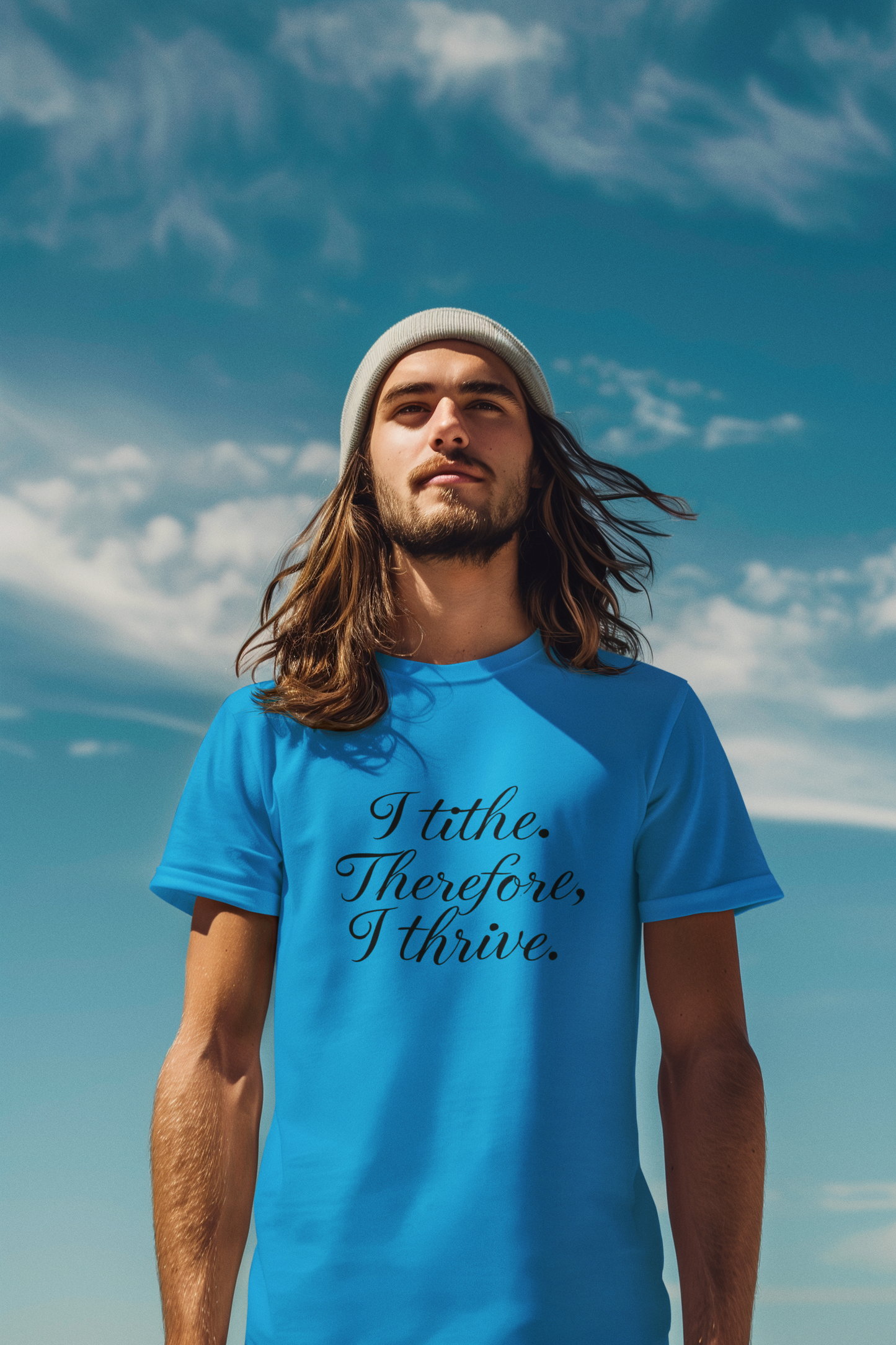 Inspirational Quote T-Shirt - I Tithe Therefore I Thrive - Casual Wear, Gift for Spiritual Growth, Faith Based Apparel, Motivational Tee