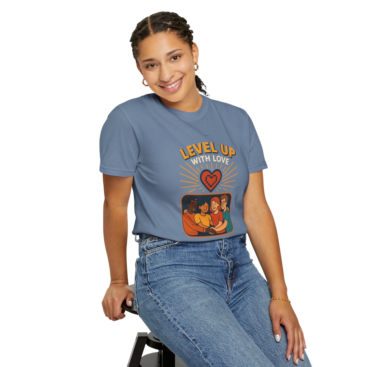 Level Up With Love T-Shirt, Vintage Style Tee, Unisex Casual Wear, Perfect Gift for Friends, Everyday Comfort Shirt