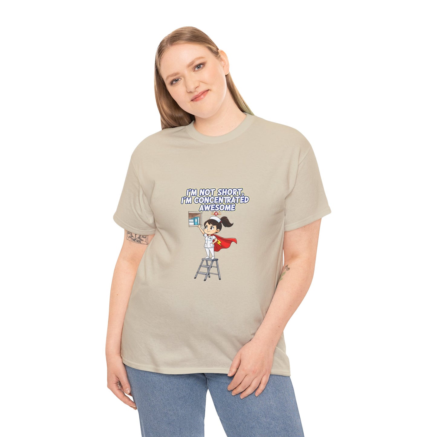 Superhero Motivation Tee - I'm Not Short, I'm Concentrated Awesome! | Unisex Heavy Cotton Shirt, Gift for Nurses, Daily Wear