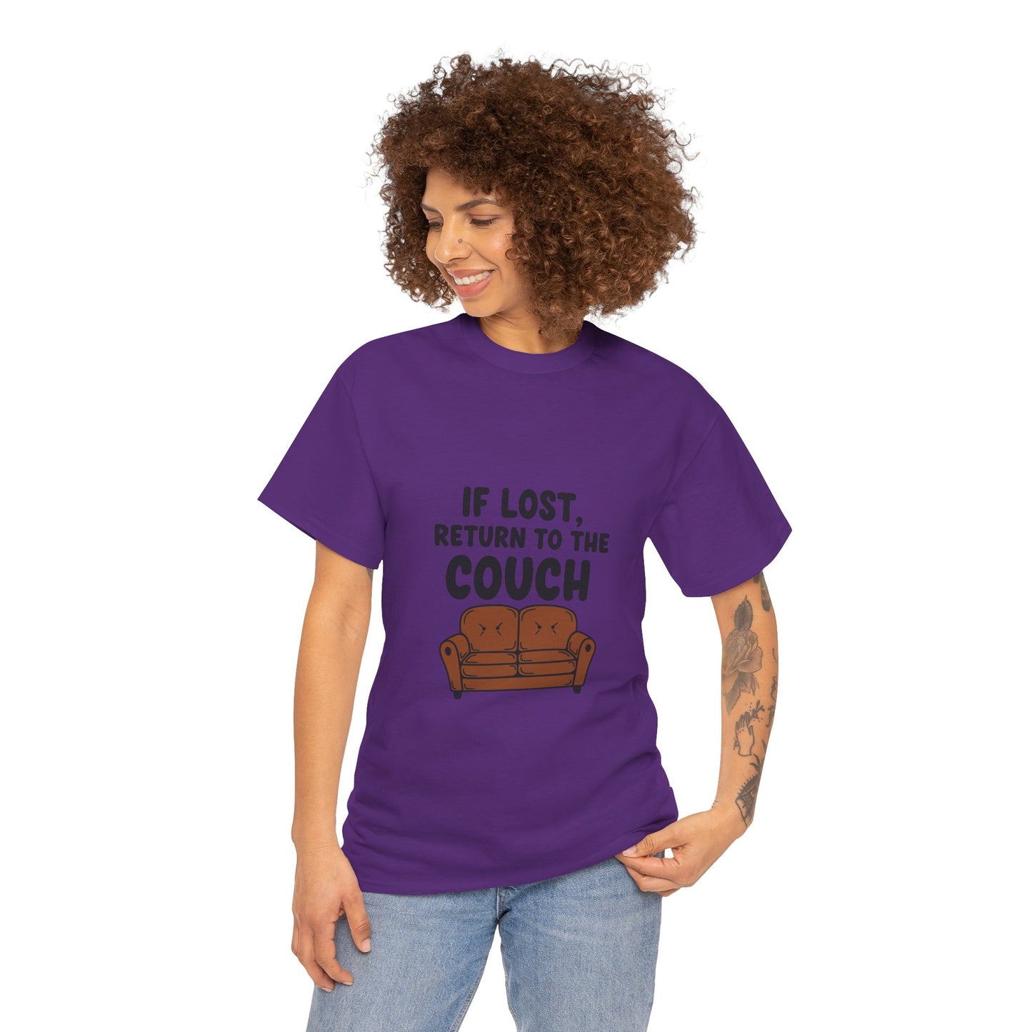 Funny Couch Tee, Unisex Heavy Cotton Tee, Comfort Shirt for Homebodies, Perfect Gift for Couch Lovers, Casual Wear, Quirky Shirt