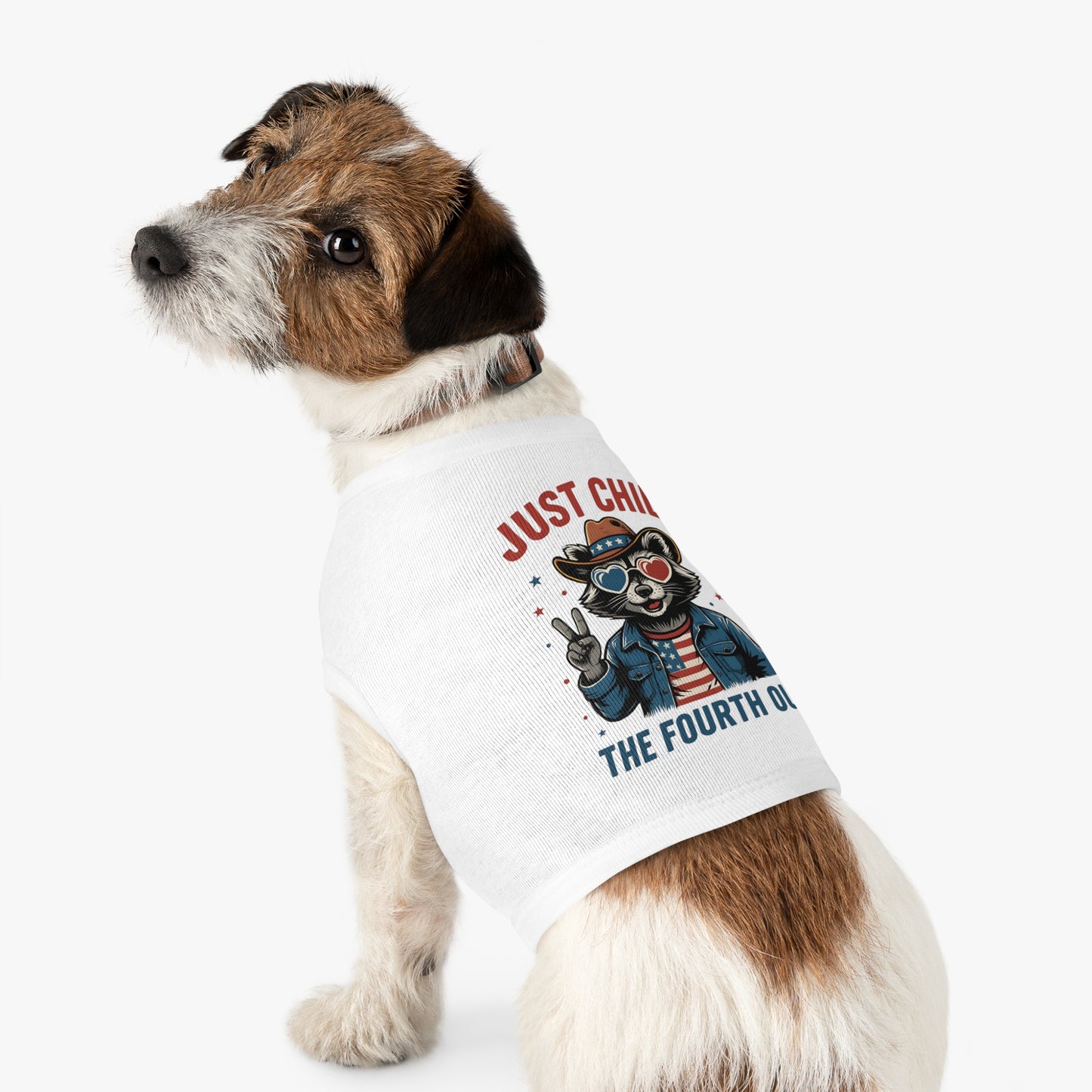 Patriotic Pet Tank Top - Just Chill Fourth of July Dog Shirt, Summer Pet Apparel, Dog Outfit, Holiday Gift for Pets