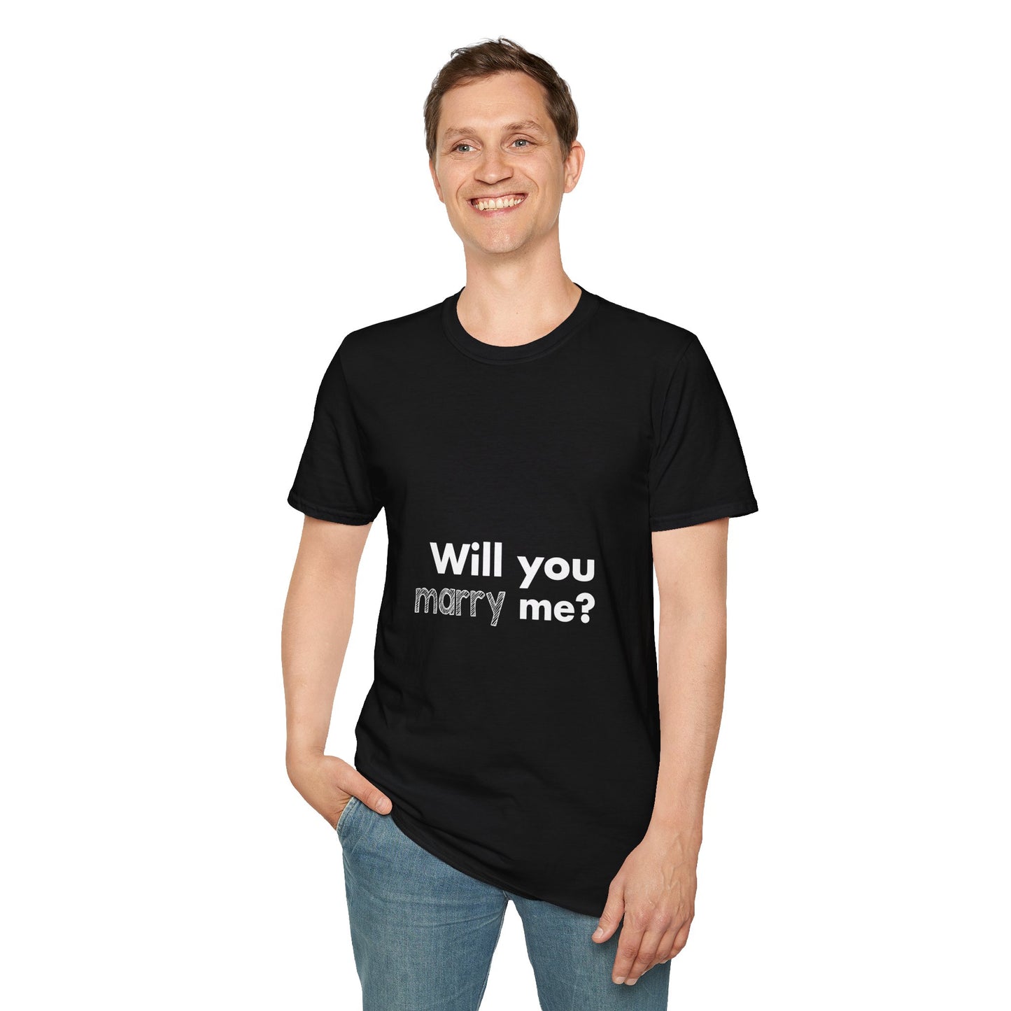 Will you marry me? Unisex Softstyle T-Shirt - Cozy Everyday Tee for Men and Women, Great for Casual Outings, Gifts, Birthdays, and Relaxed Events