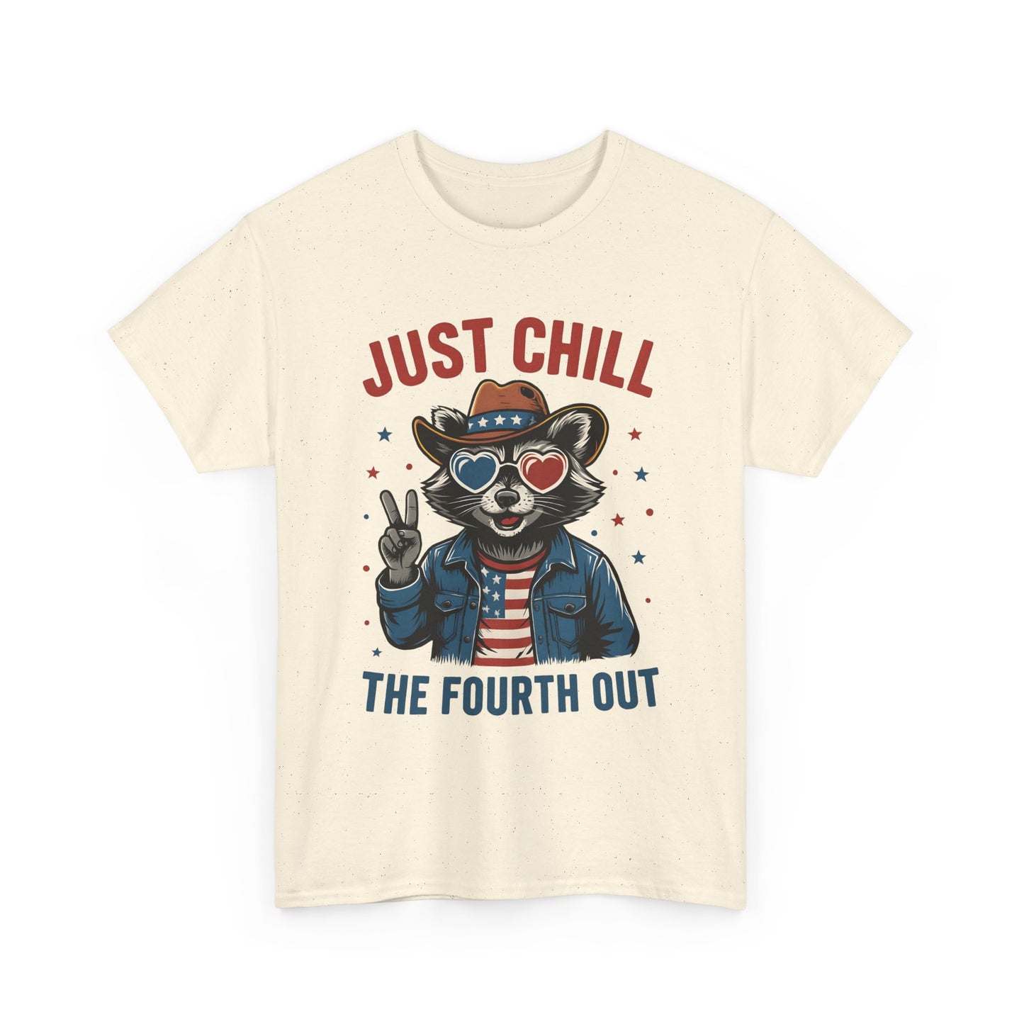 Patriotic Raccoon Tee, Just Chill the Fourth Out T-Shirt, Unisex Cotton Shirt, Casual Summer Wear, Independence Day, July fourth