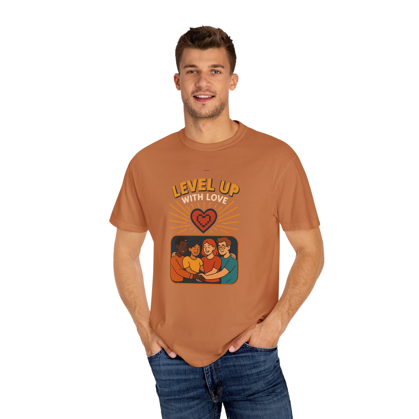 Level Up With Love T-Shirt, Vintage Style Tee, Unisex Casual Wear, Perfect Gift for Friends, Everyday Comfort Shirt