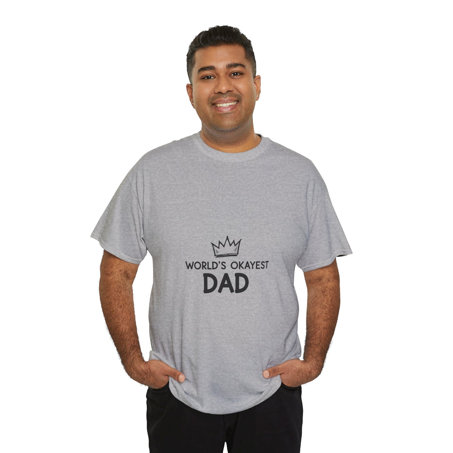 World's Okayest Dad Unisex Heavy Cotton Tee, Funny Father's Day Gift, Relaxed Fit T-Shirt, Dad Humor Shirt, Casual Everyday Wear