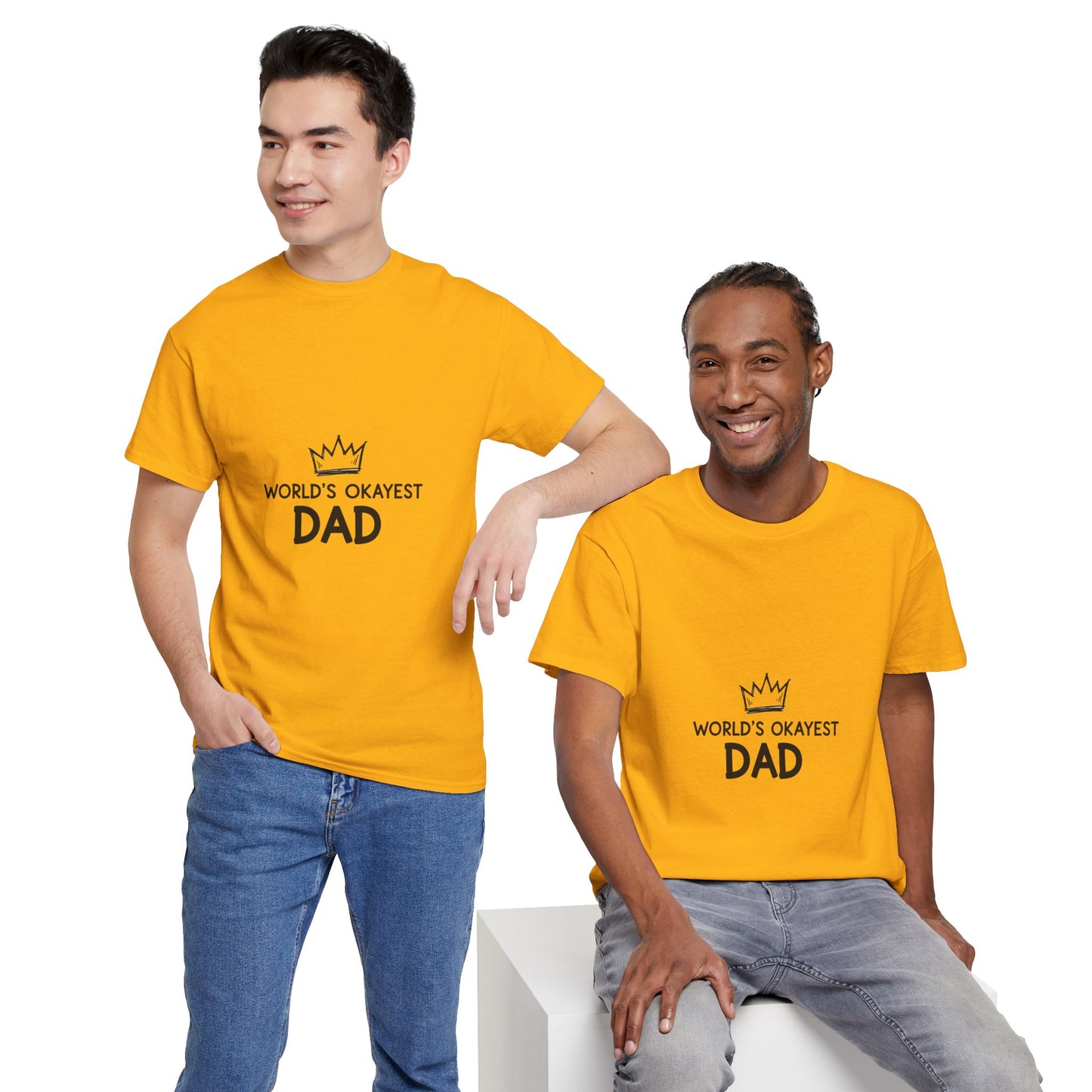 World's Okayest Dad Unisex Heavy Cotton Tee, Funny Father's Day Gift, Relaxed Fit T-Shirt, Dad Humor Shirt, Casual Everyday Wear
