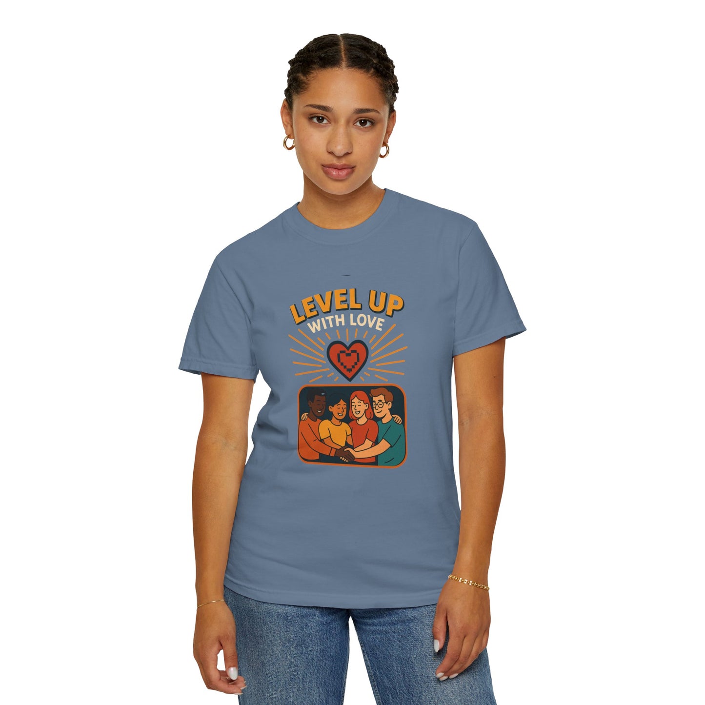 Level Up With Love T-Shirt, Vintage Style Tee, Unisex Casual Wear, Perfect Gift for Friends, Everyday Comfort Shirt