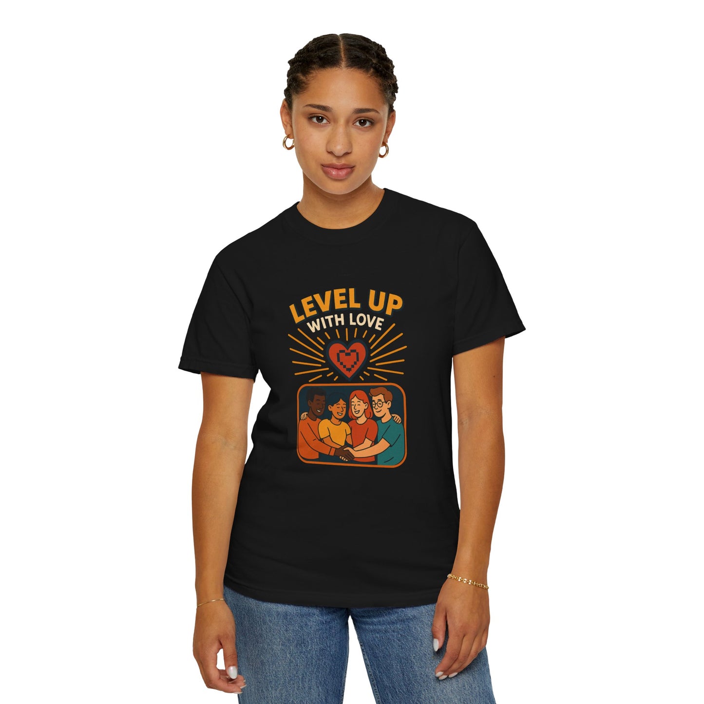 Level Up With Love T-Shirt, Vintage Style Tee, Unisex Casual Wear, Perfect Gift for Friends, Everyday Comfort Shirt