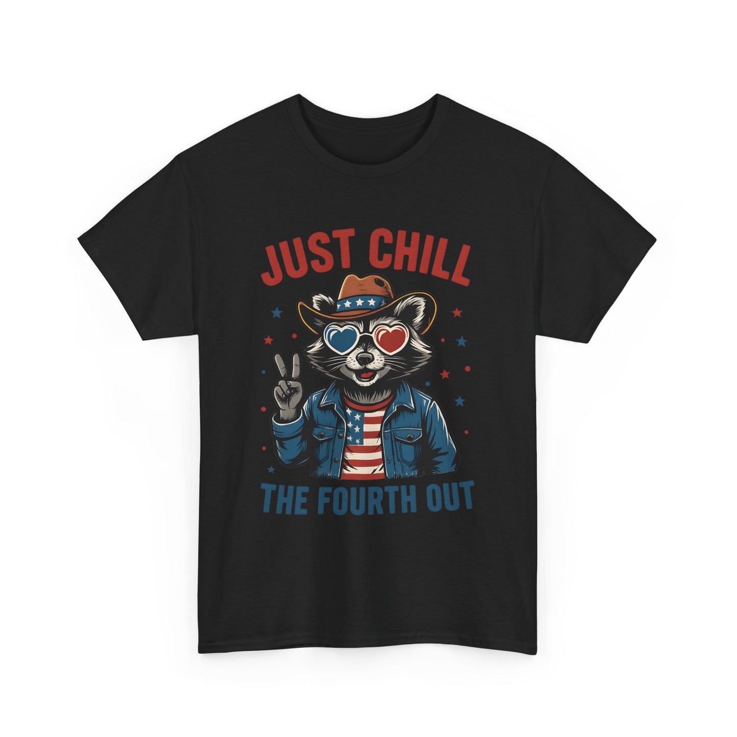 Patriotic Raccoon Tee, Just Chill the Fourth Out T-Shirt, Unisex Cotton Shirt, Casual Summer Wear, Independence Day, July fourth