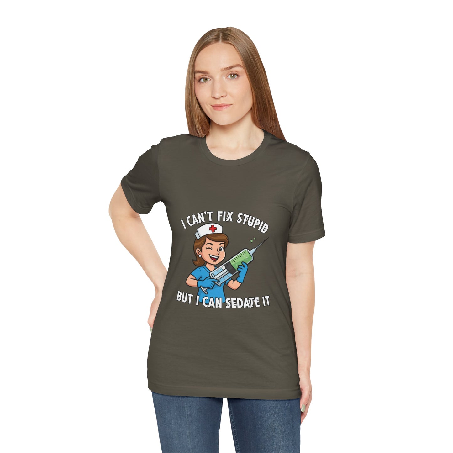 Funny Nurse Tee, I Can't Fix Stupid Shirt, Gift for Nurses, Medical Humor T-Shirt, Healthcare Apparel, Nursing Student Gift