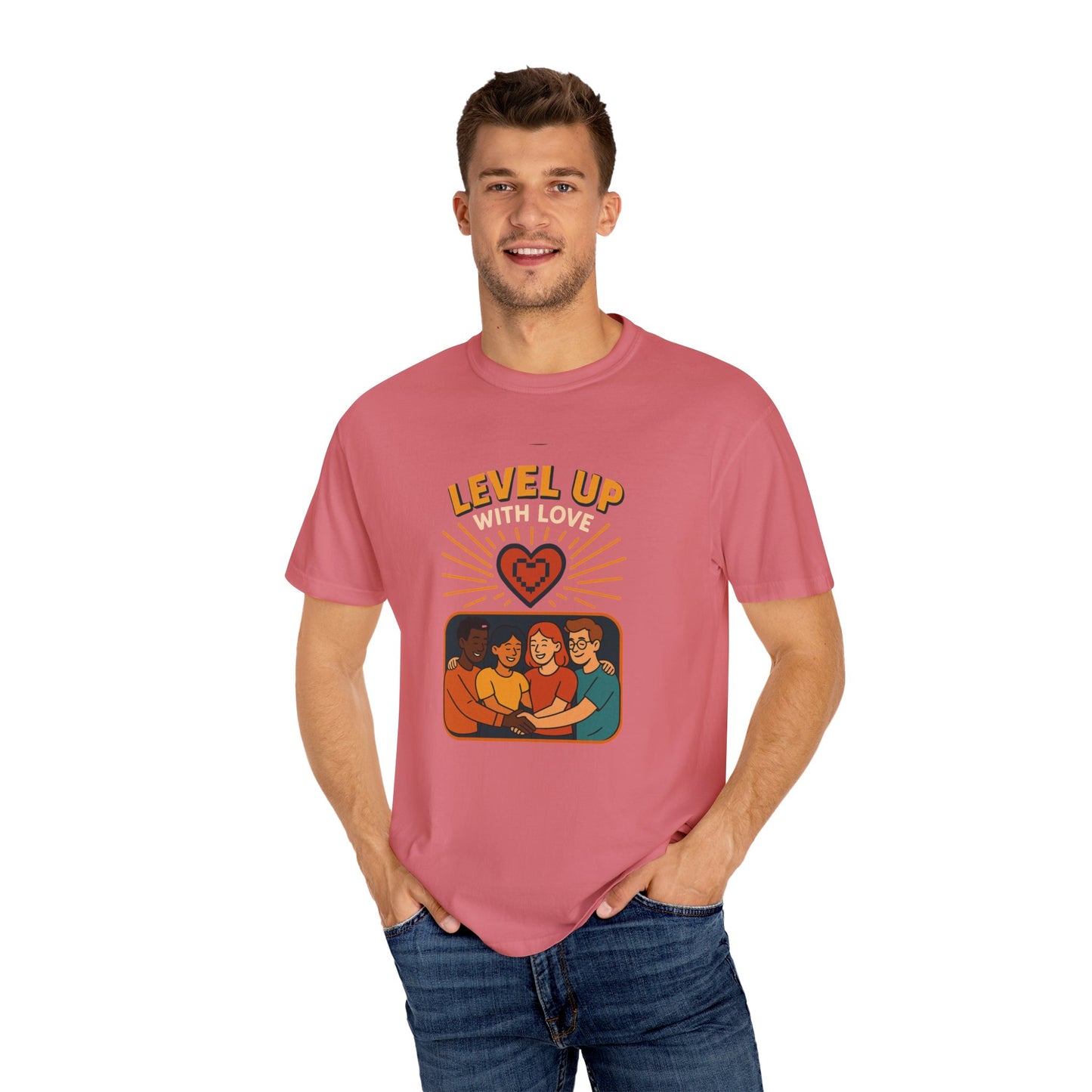 Level Up With Love T-Shirt, Vintage Style Tee, Unisex Casual Wear, Perfect Gift for Friends, Everyday Comfort Shirt