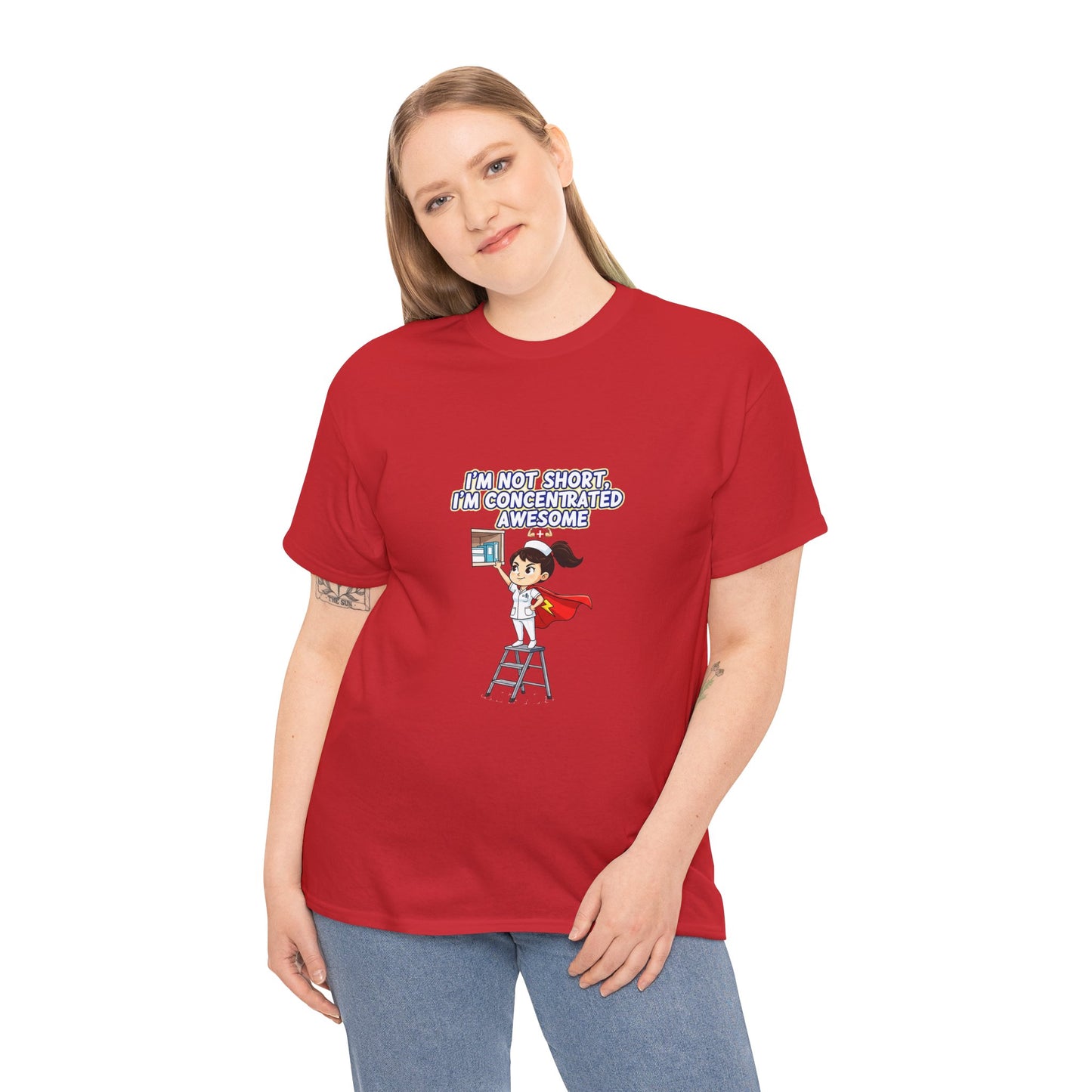 Superhero Motivation Tee - I'm Not Short, I'm Concentrated Awesome! | Unisex Heavy Cotton Shirt, Gift for Nurses, Daily Wear