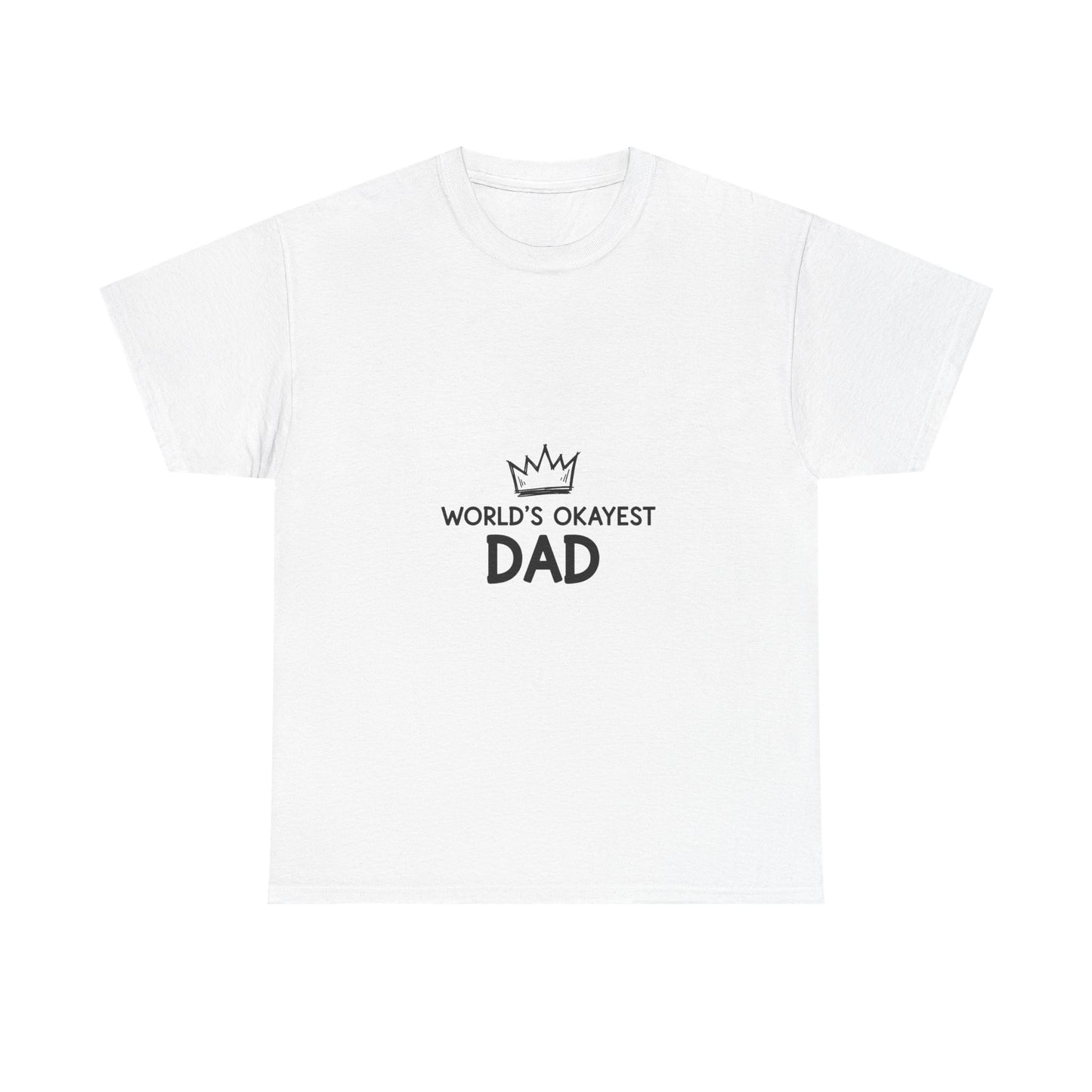 World's Okayest Dad Unisex Heavy Cotton Tee, Funny Father's Day Gift, Relaxed Fit T-Shirt, Dad Humor Shirt, Casual Everyday Wear
