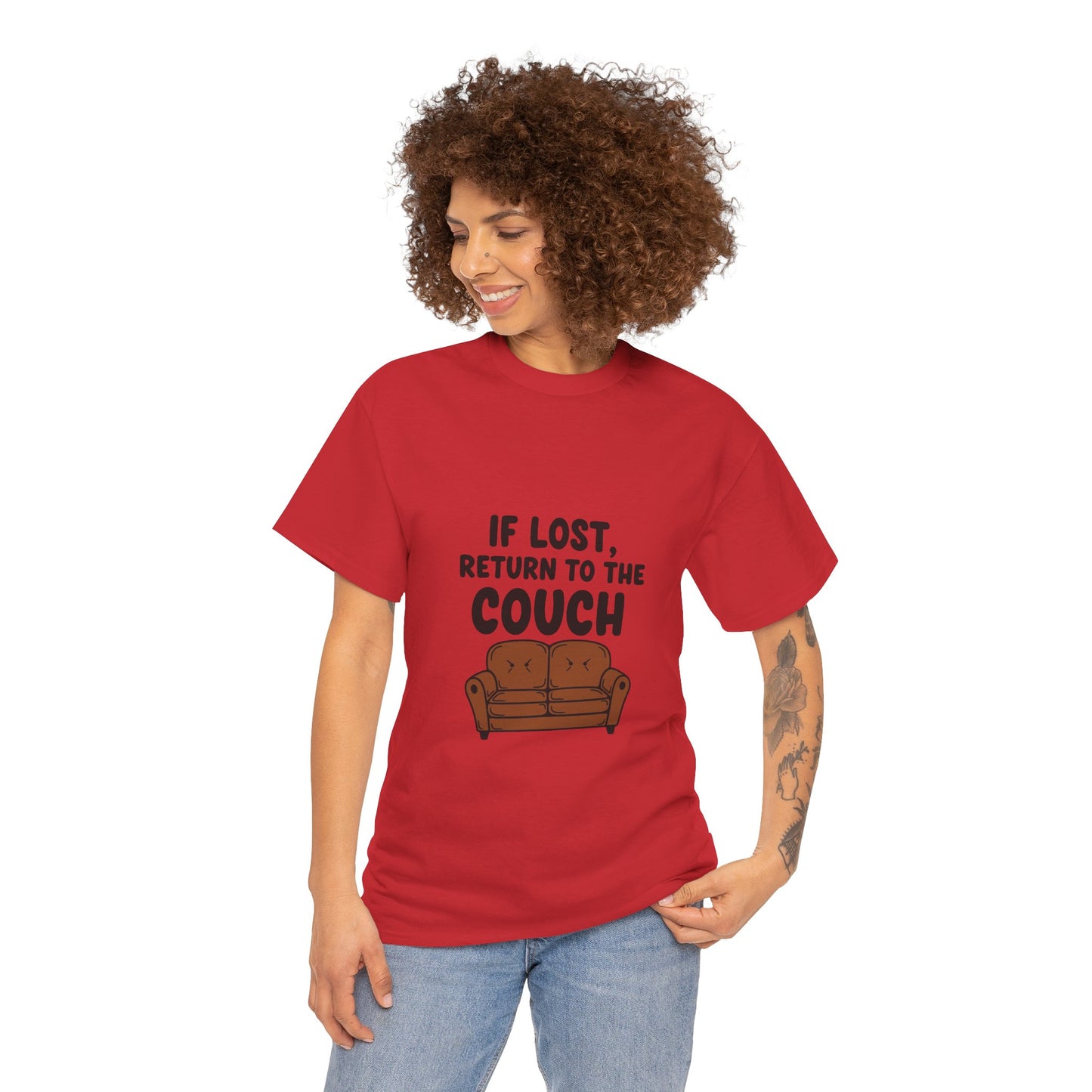 Funny Couch Tee, Unisex Heavy Cotton Tee, Comfort Shirt for Homebodies, Perfect Gift for Couch Lovers, Casual Wear, Quirky Shirt