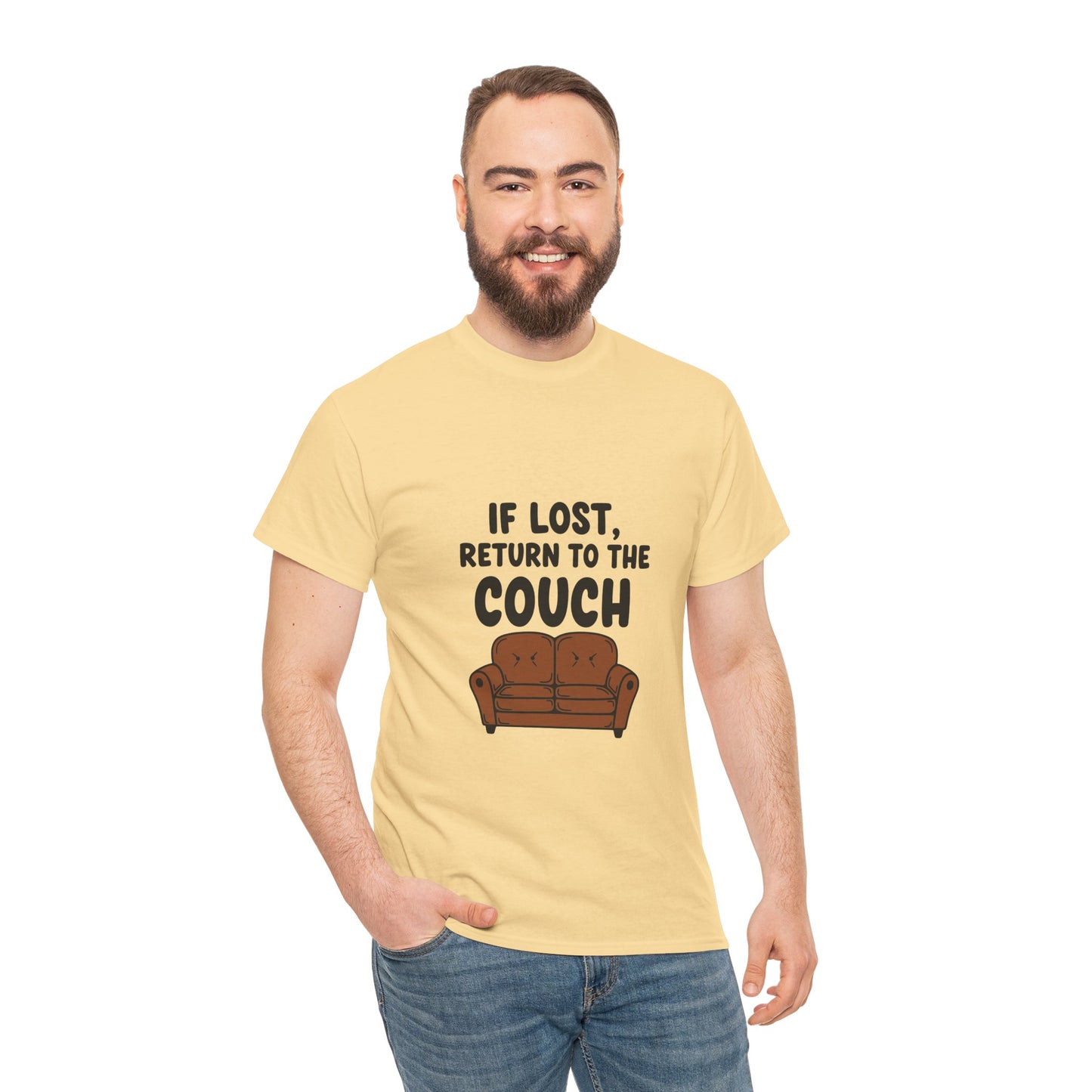 Funny Couch Tee, Unisex Heavy Cotton Tee, Comfort Shirt for Homebodies, Perfect Gift for Couch Lovers, Casual Wear, Quirky Shirt