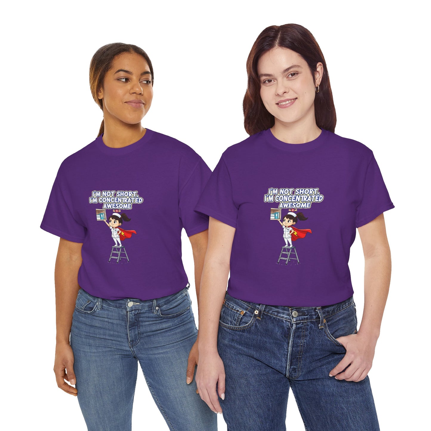 Superhero Motivation Tee - I'm Not Short, I'm Concentrated Awesome! | Unisex Heavy Cotton Shirt, Gift for Nurses, Daily Wear