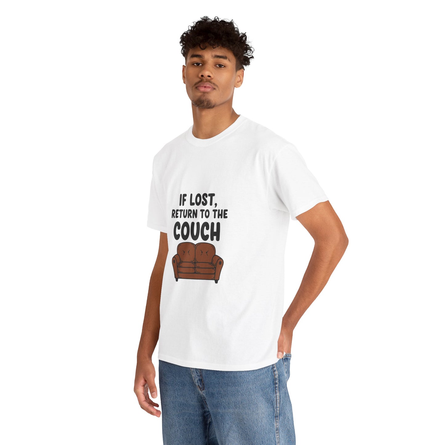 Funny Couch Tee, Unisex Heavy Cotton Tee, Comfort Shirt for Homebodies, Perfect Gift for Couch Lovers, Casual Wear, Quirky Shirt