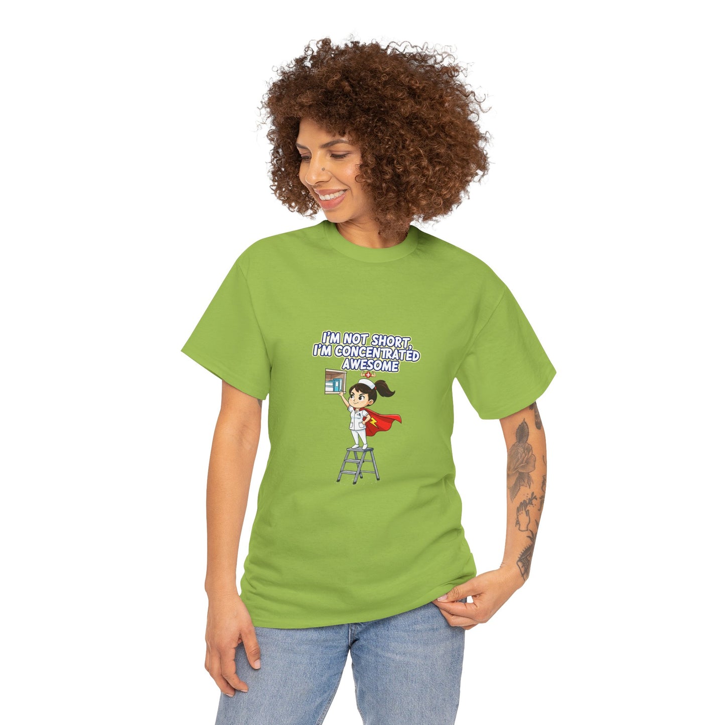 Superhero Motivation Tee - I'm Not Short, I'm Concentrated Awesome! | Unisex Heavy Cotton Shirt, Gift for Nurses, Daily Wear