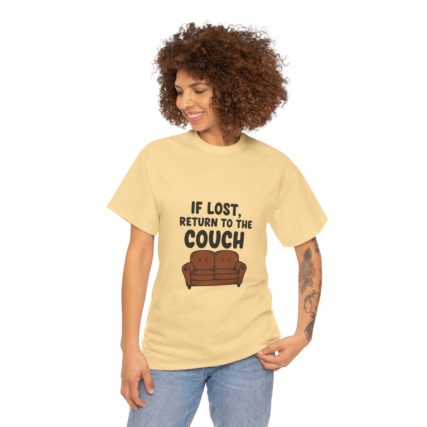 Funny Couch Tee, Unisex Heavy Cotton Tee, Comfort Shirt for Homebodies, Perfect Gift for Couch Lovers, Casual Wear, Quirky Shirt